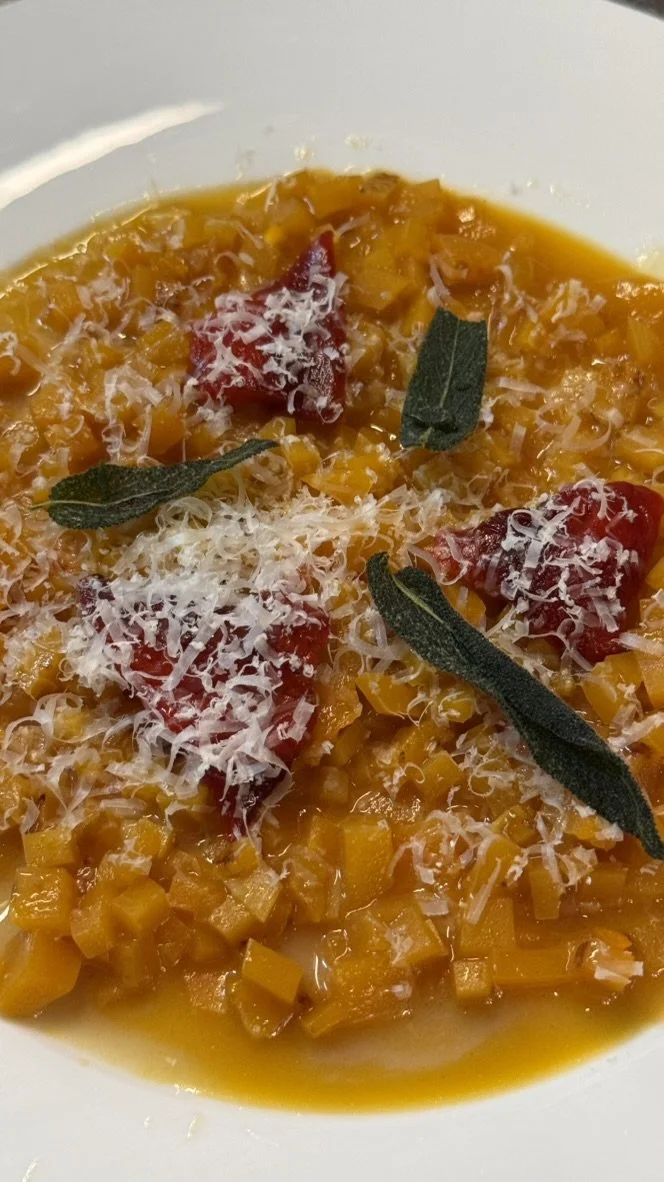 butternut risotto with sage and red pepper