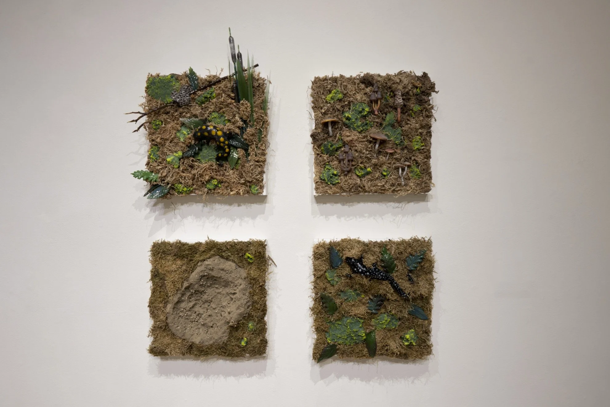 Deserted Landscape, borosilicate glass, found objects, wood, paint, metal, 30" x 30" x 4", 2025