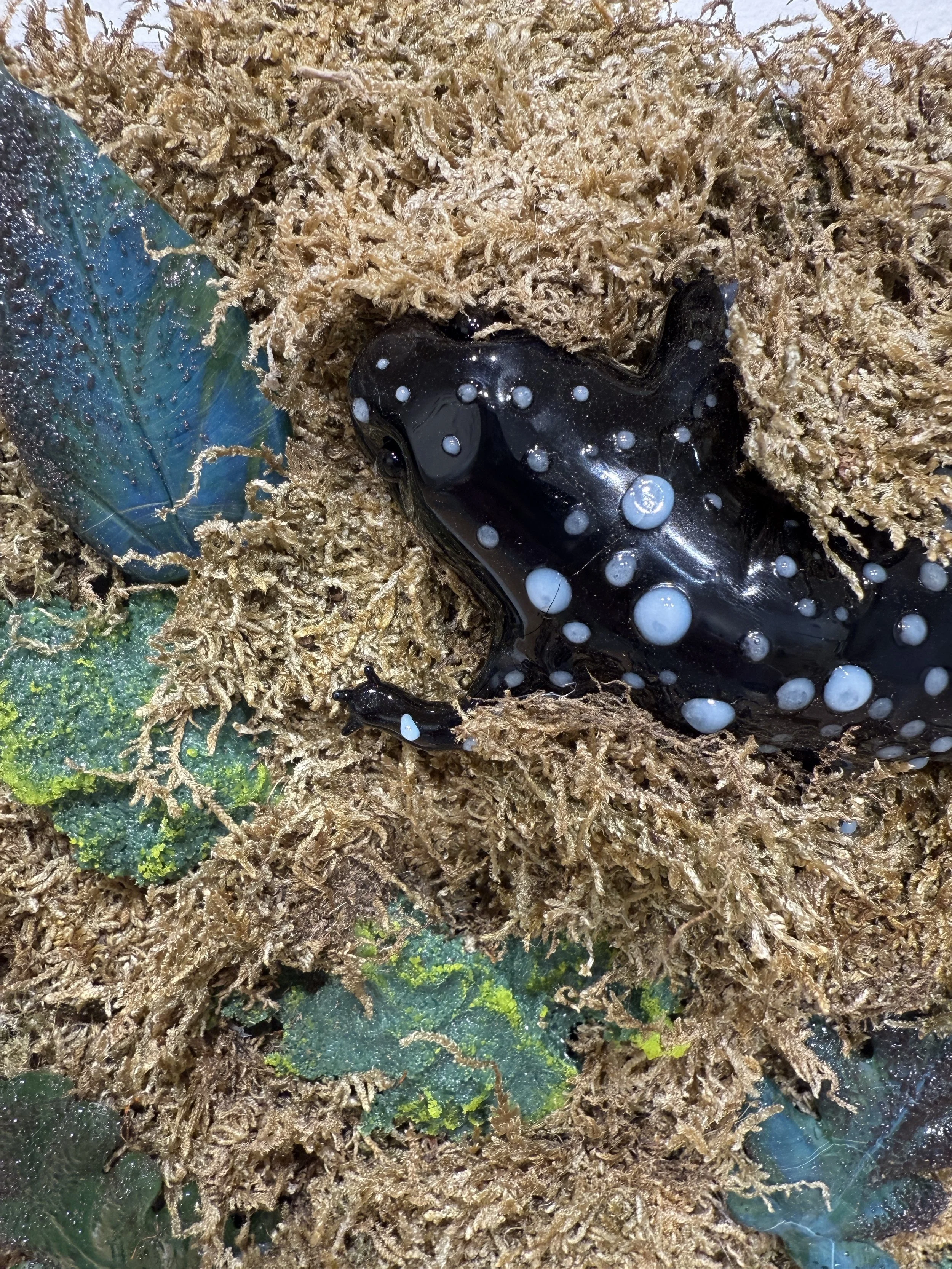 Deserted Landscape, borosilicate glass, found objects, wood, paint, metal, 30" x 30" x 4", 2025