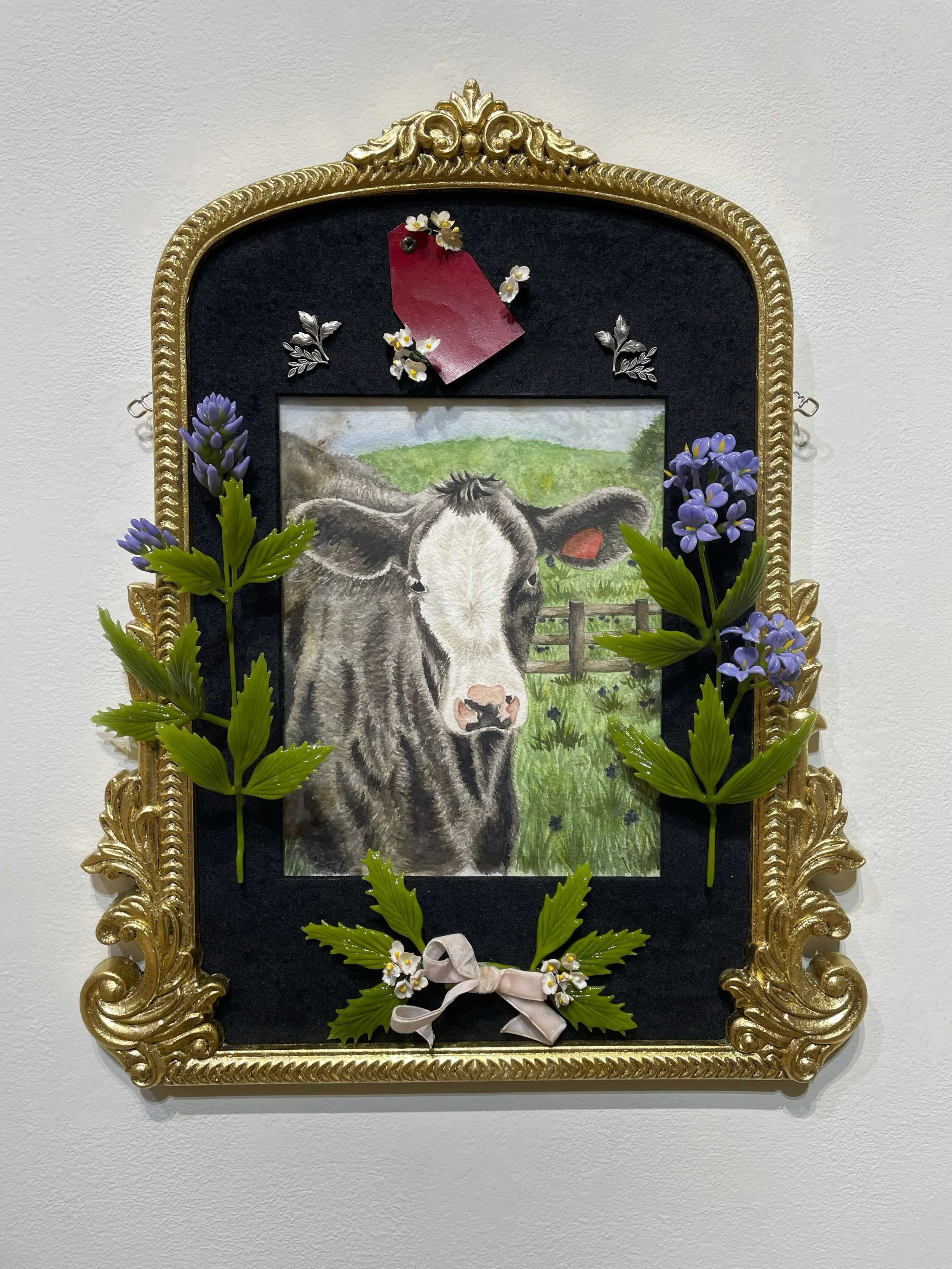The Food We Eat, watercolor, cast glass, found objects, 20" x 18" x 5", 2023