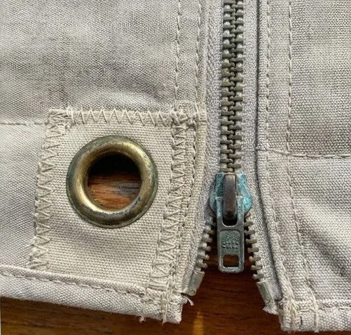 Marine Canvas Zipper that is weathered