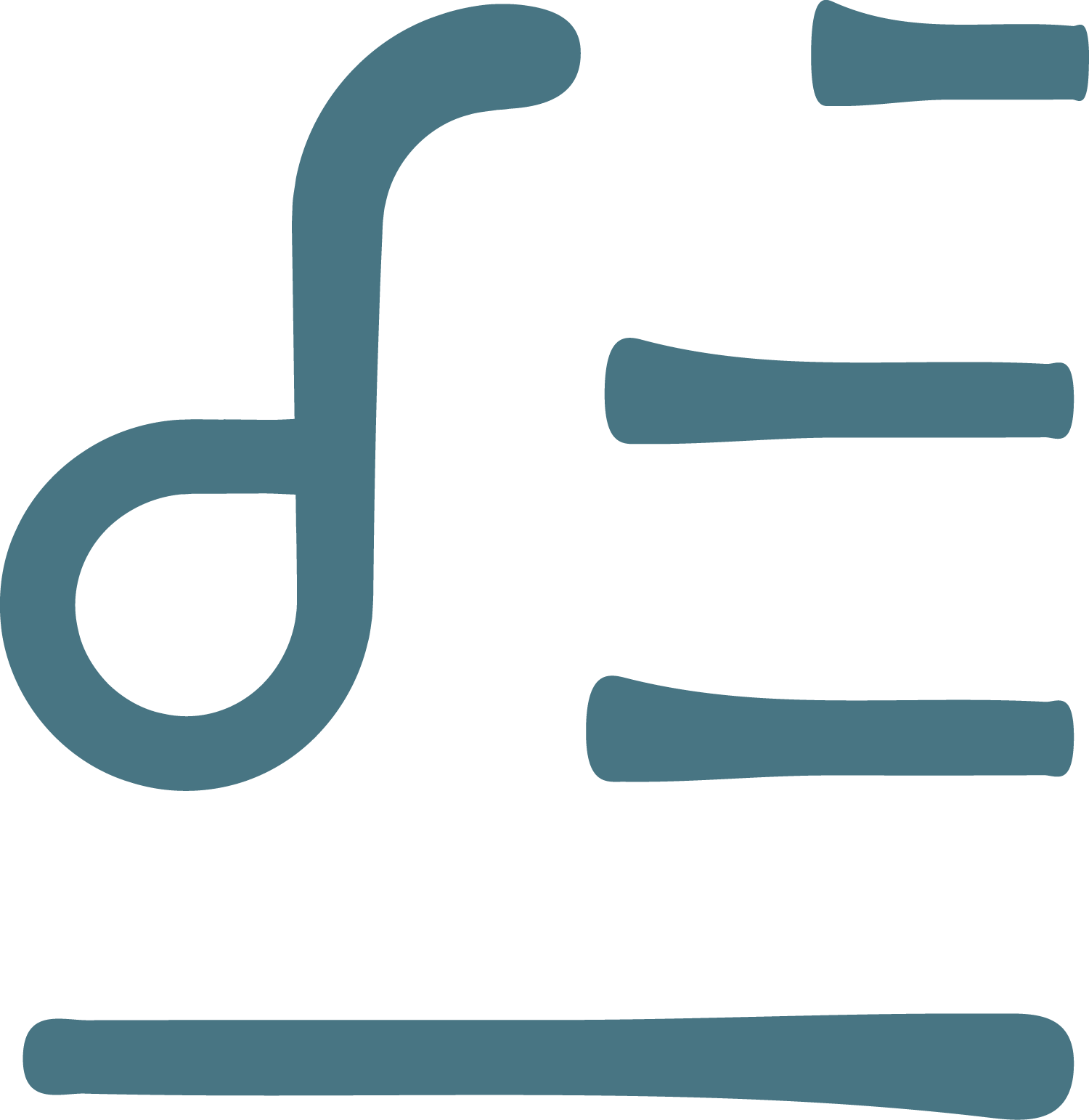A large stylized letter 'd' and a large stylized letter 'e' in dark teal, with the letter 'd' partially overlapping the letter 'e'.