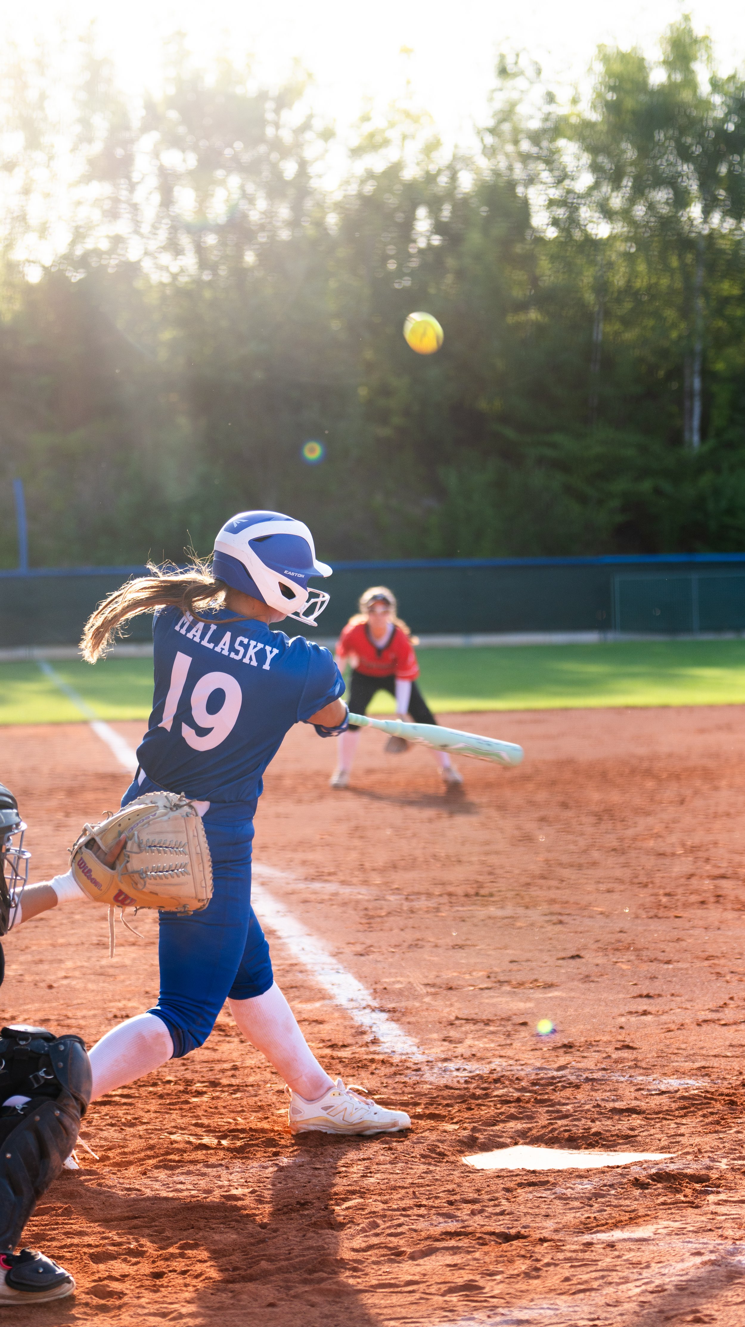 Hellas National Softball player hitting during WBSC European Championship match 2026