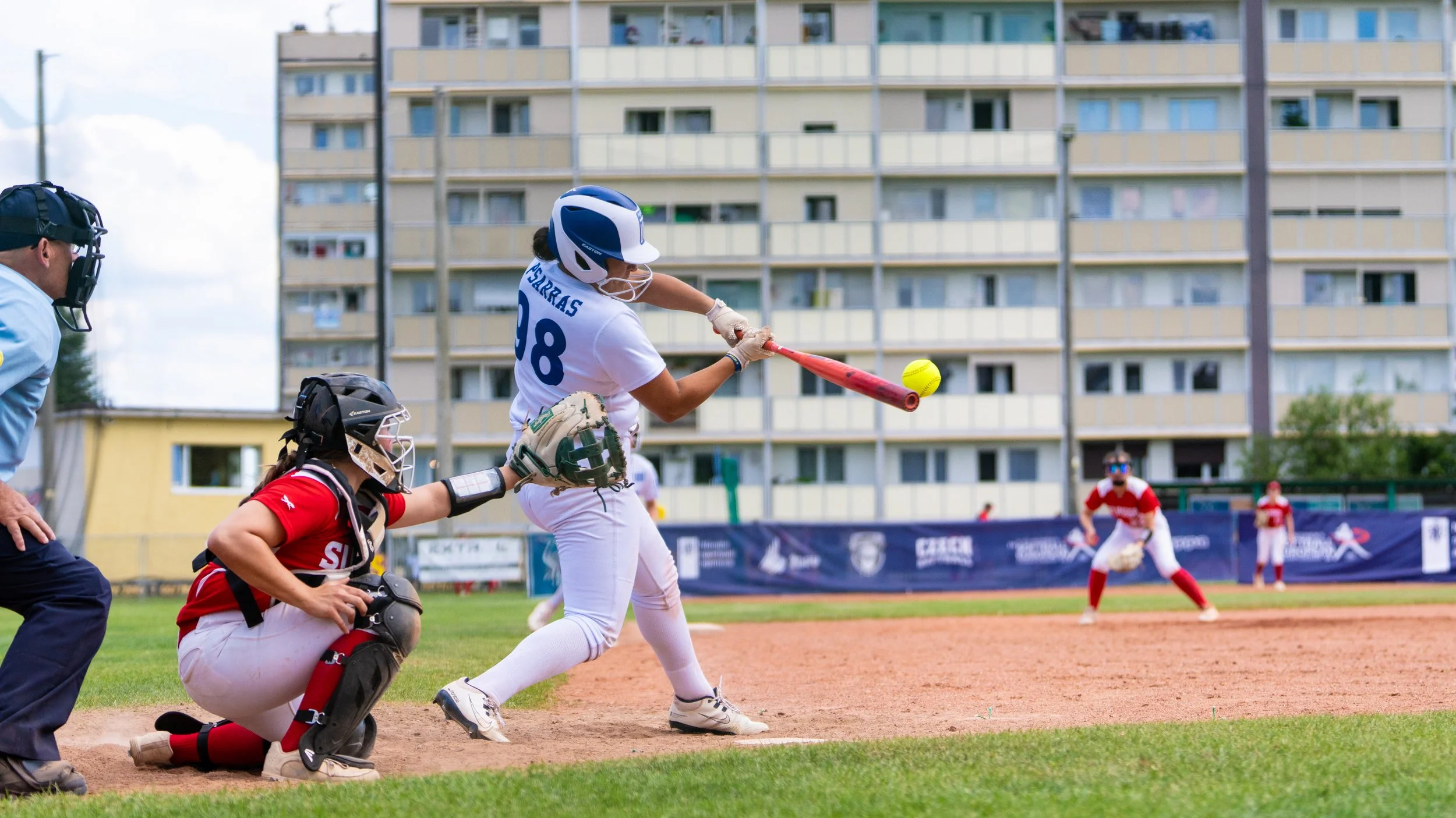 Hellas National Softball Player batting during WBSC European Championship 2026
