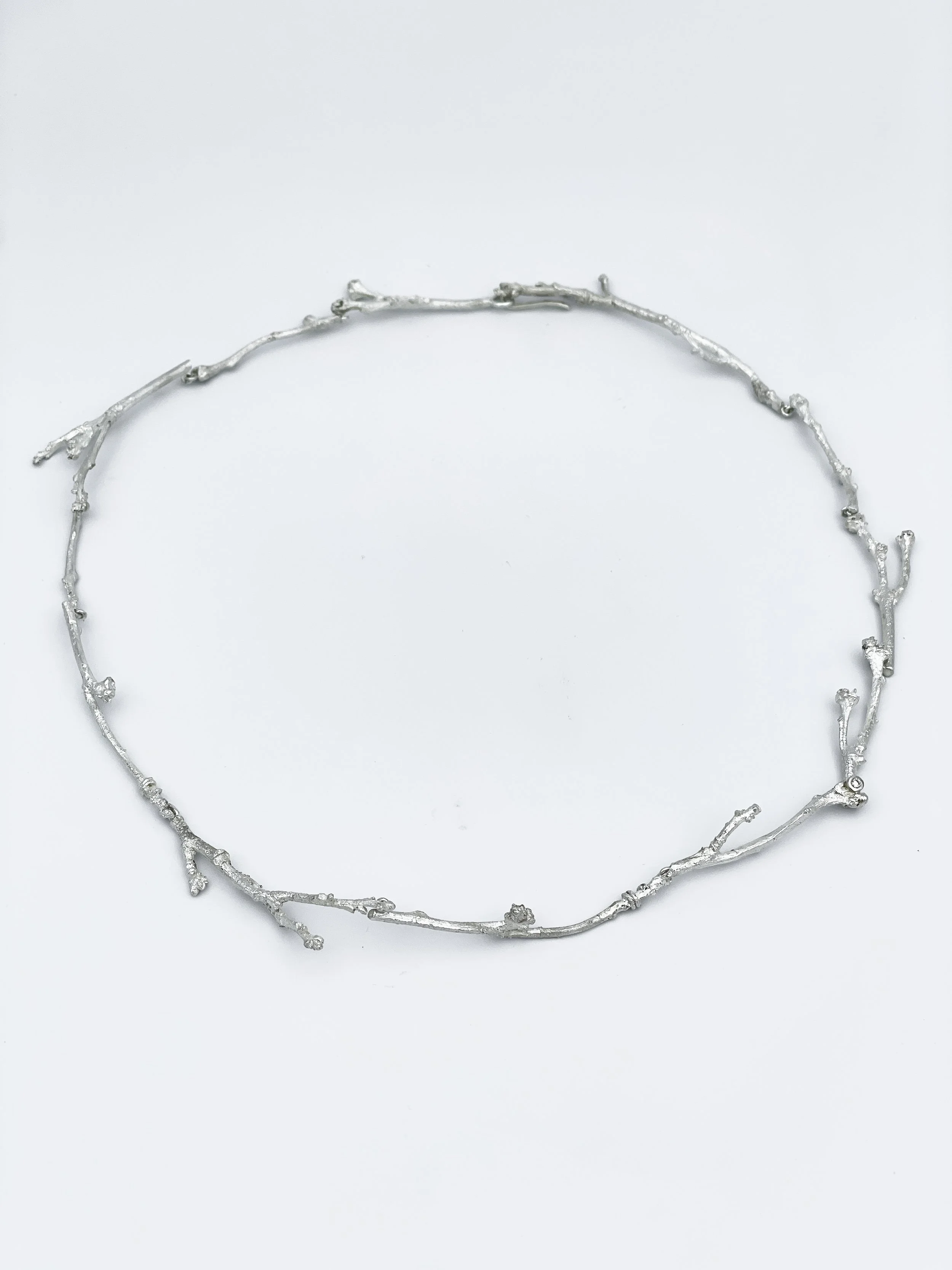 Oak Twig Necklace - 12 twigs with one diamond