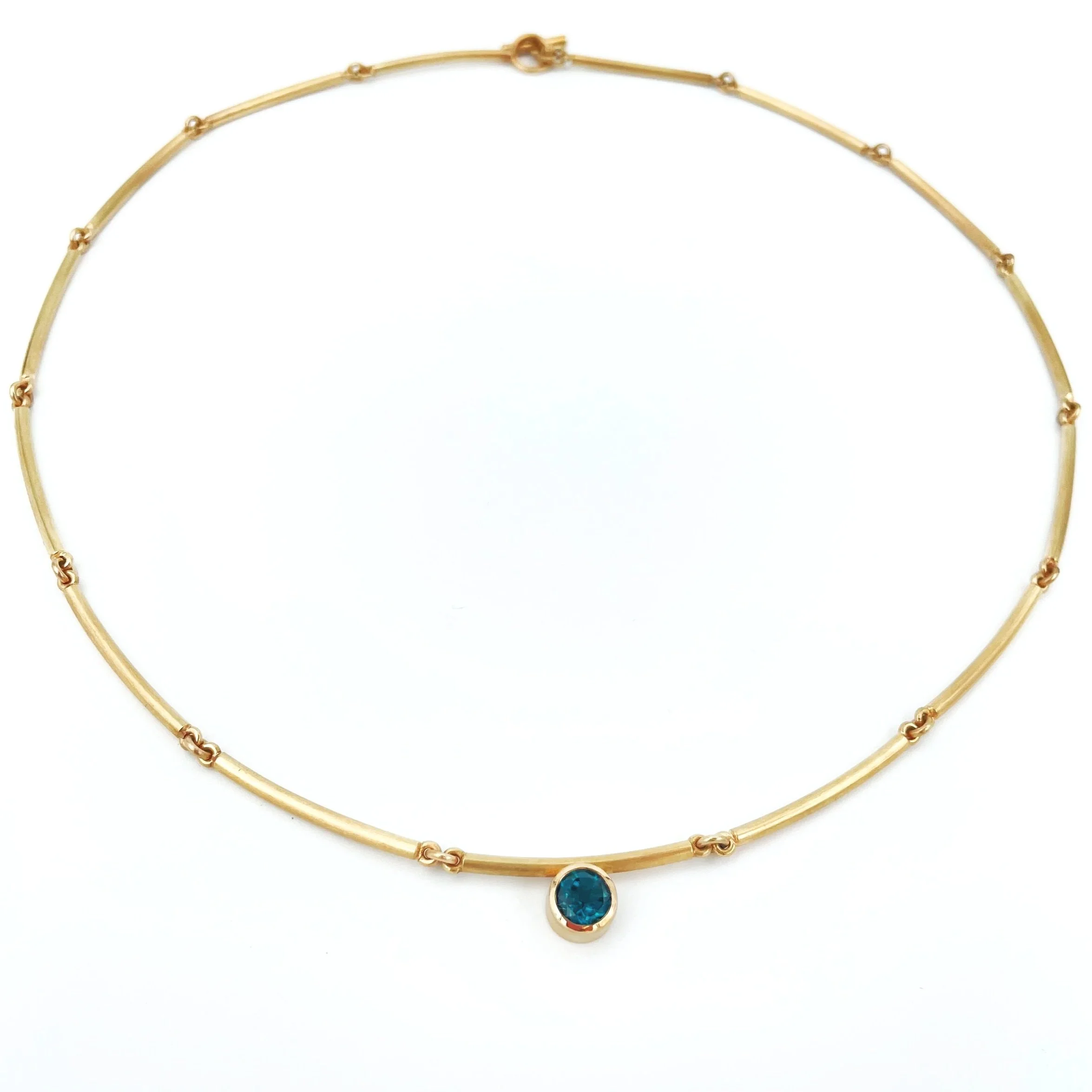 Blue Topaz Bar Chain Necklace