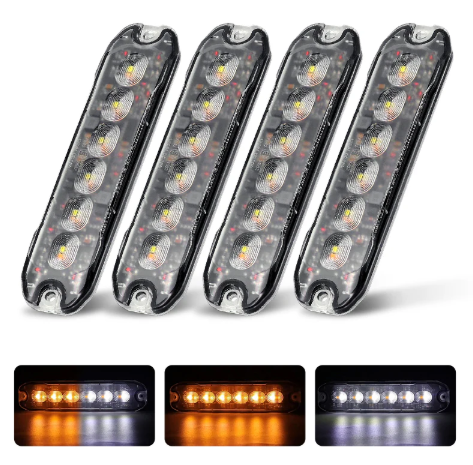 4PCS LED Grill Warning Light 5.1x1.2x0.6 inch
