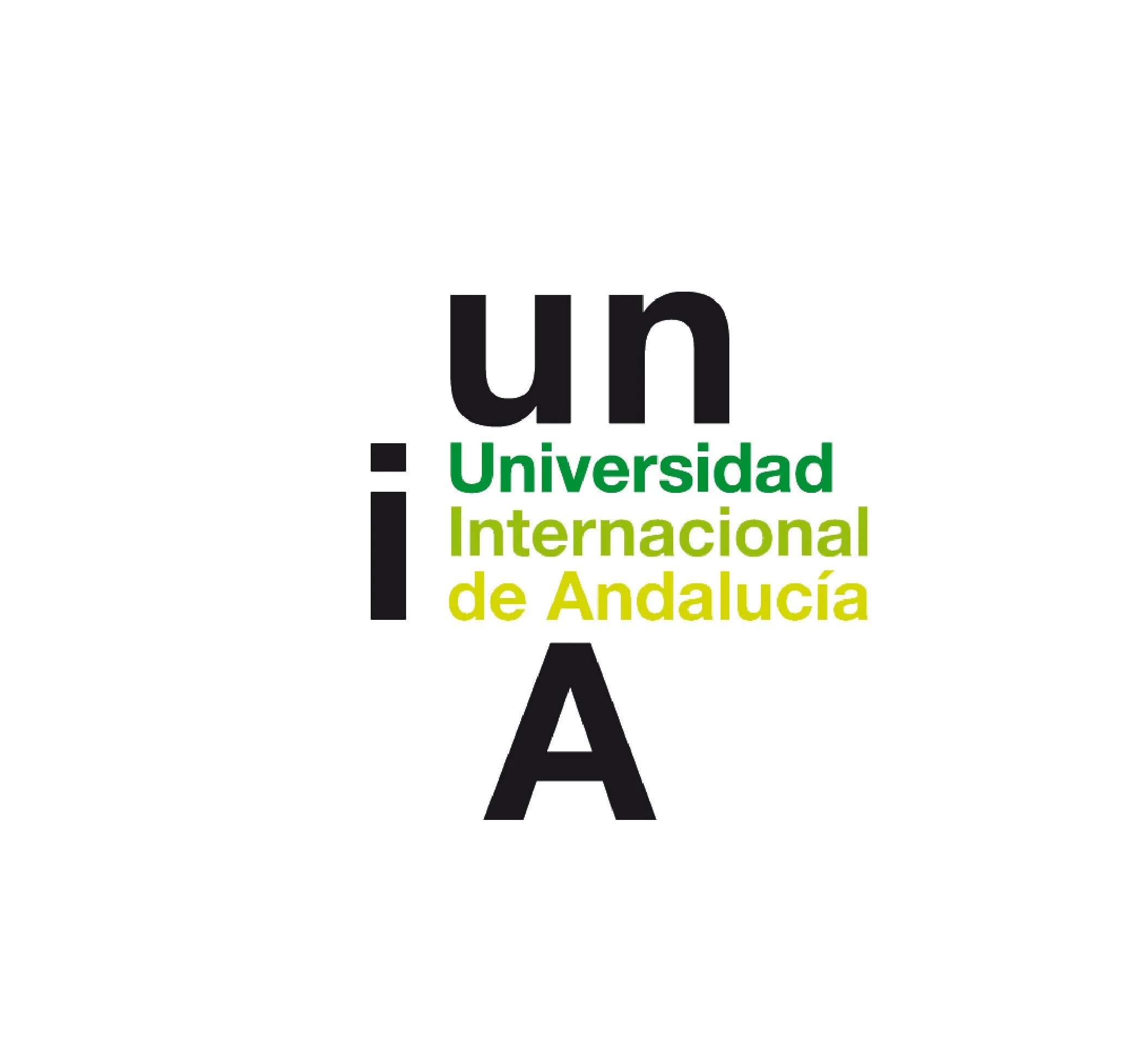 Logo con texto: 'Un Universidad Internacional de Andalucía' en diferentes colores.