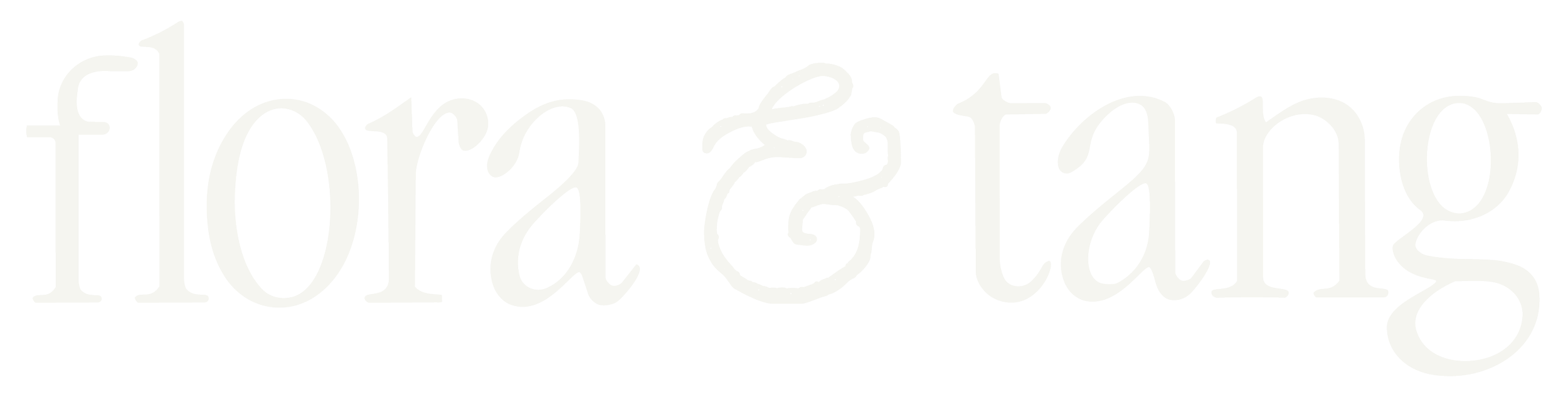 Text that reads 'Flora & Tang' in stylized white font on a black background.