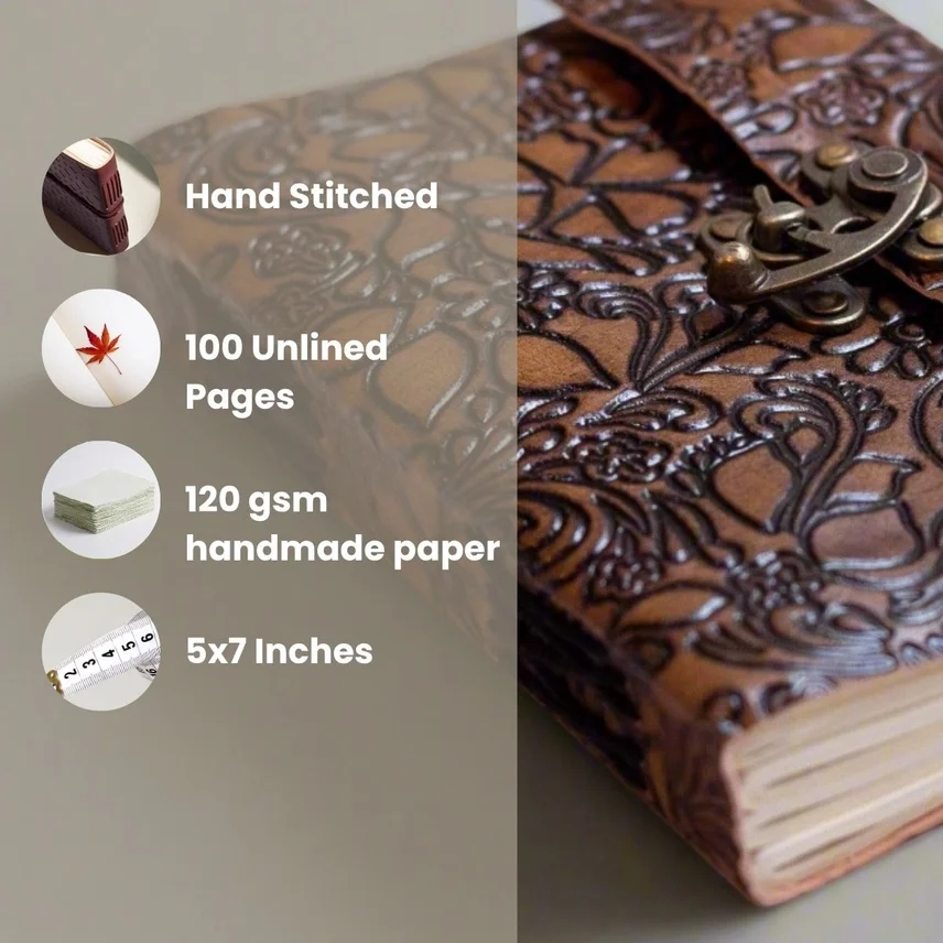 Floral embossed latch journal 2.webp