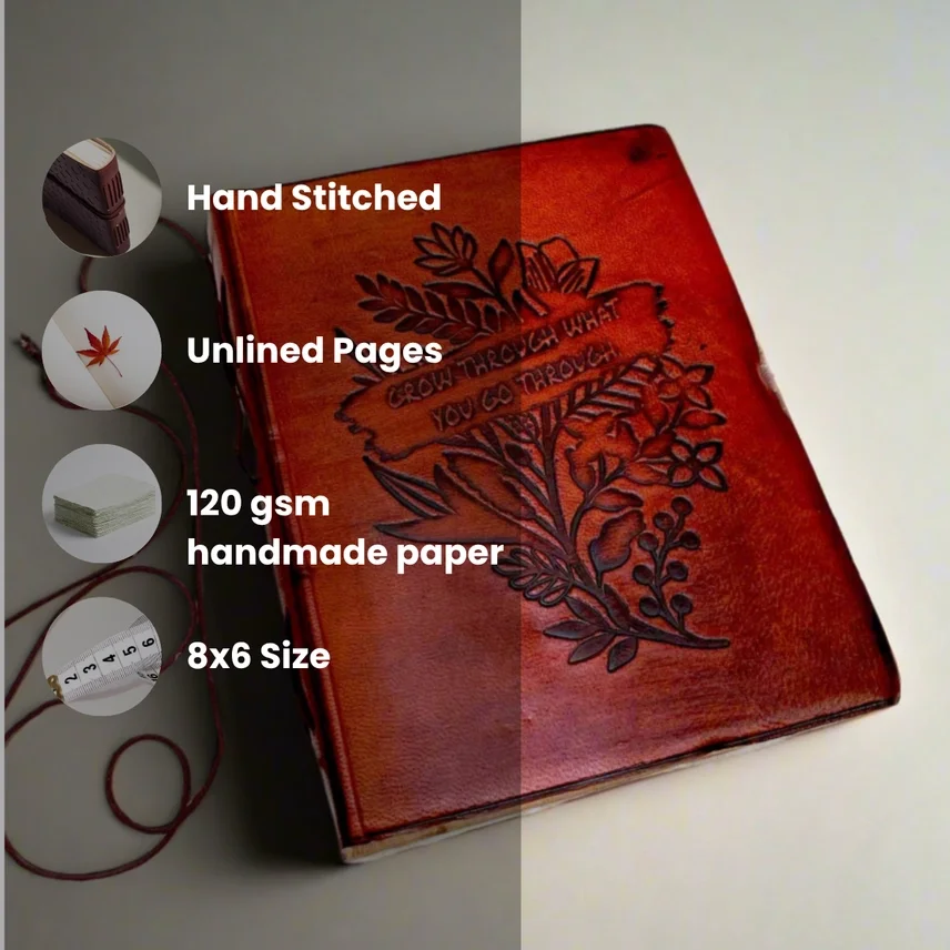 GROW THROUGH WHAT YOU GO THROUGH - leather journal 4.webp