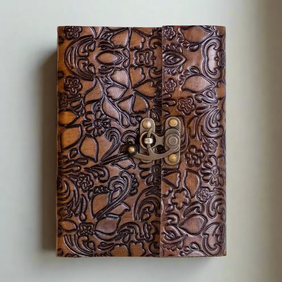 Floral Embossed Latch Journal