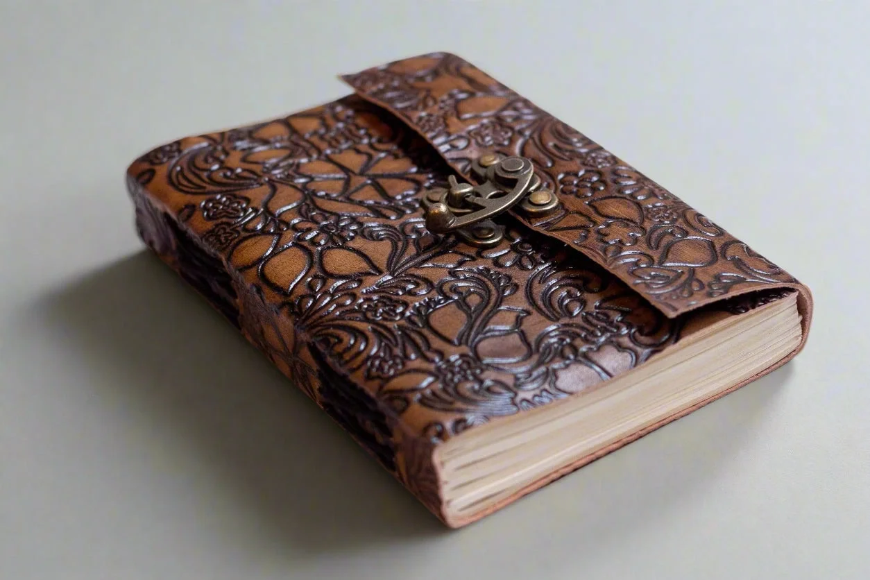 Floral embossed latch journal 3.webp