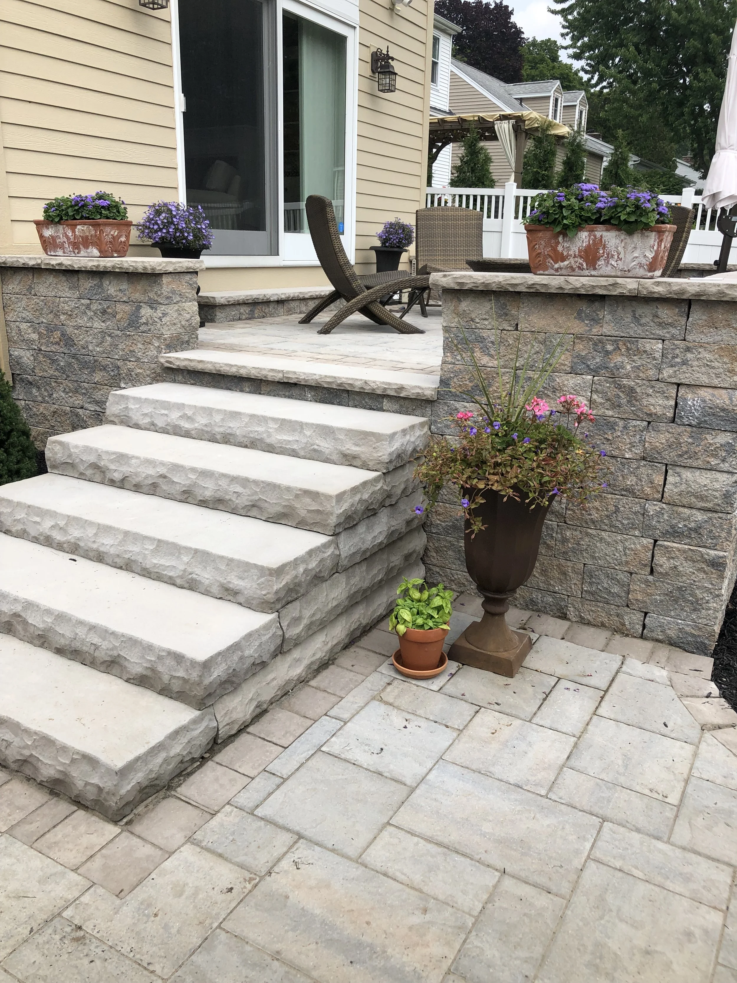 Stairs, Retaining Wall/Boulder Wall, Deck