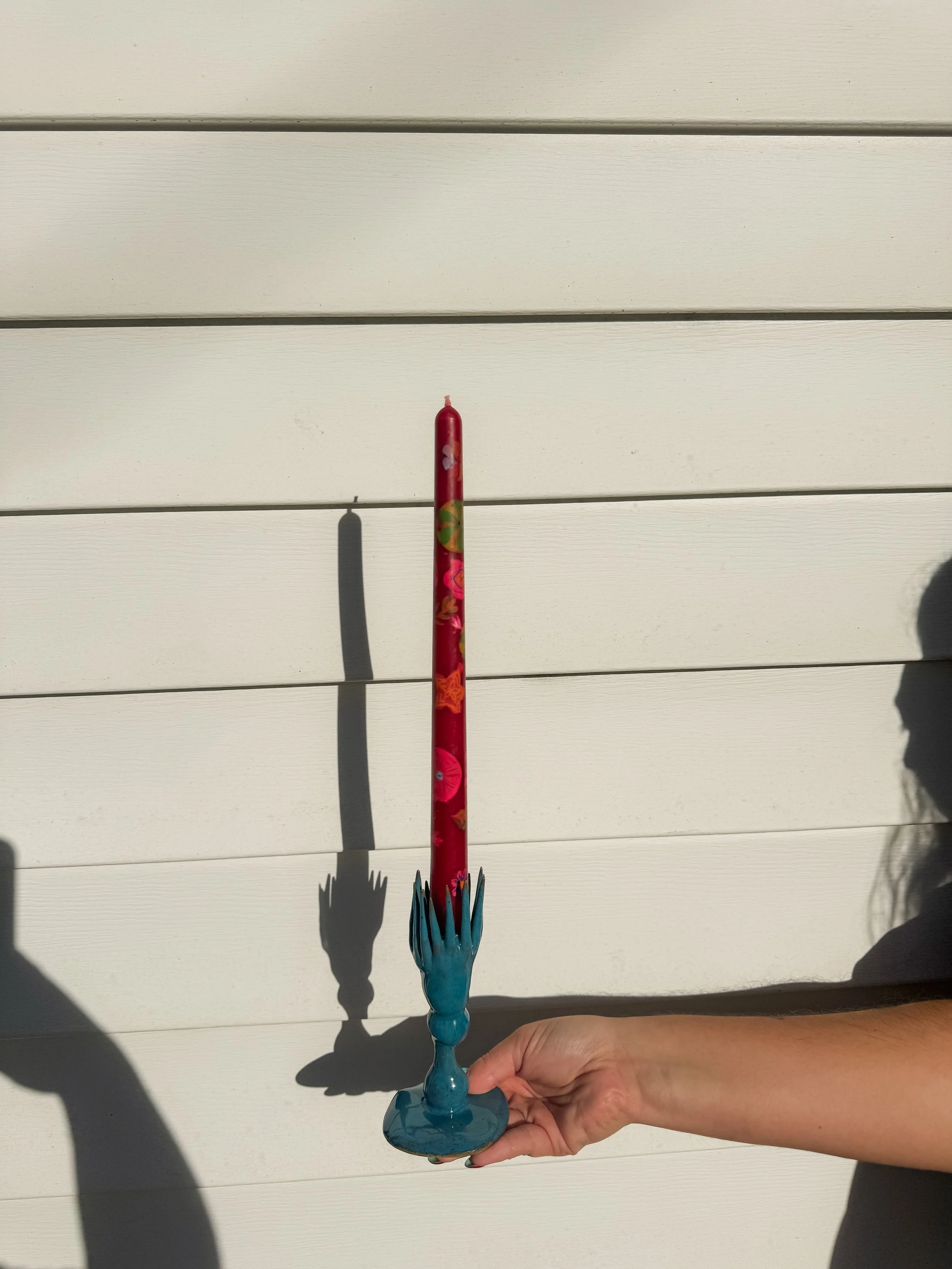 Crown Ceramic Candlestick (Blue)