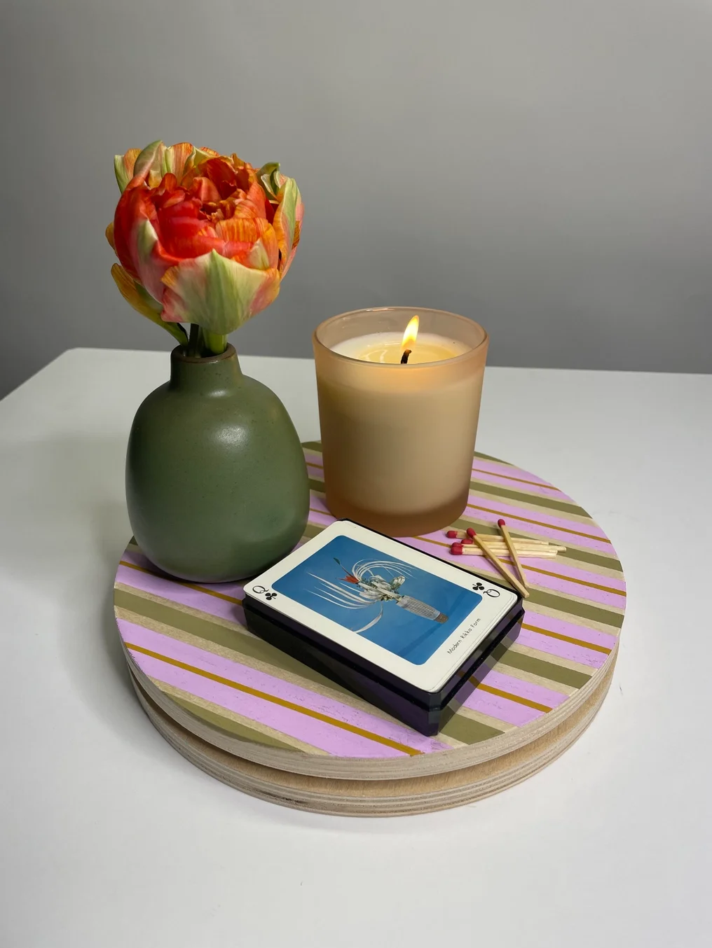 Striped Turn Table by Cosmic Peace Studio