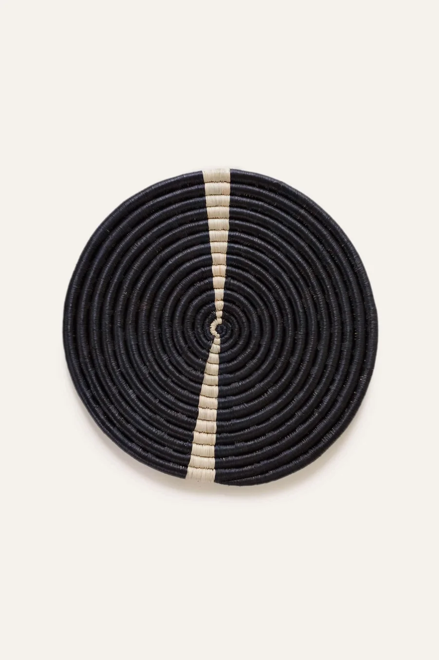 Natural and Black Split Raffia Placemats (Set of 4) by Indego Africa
