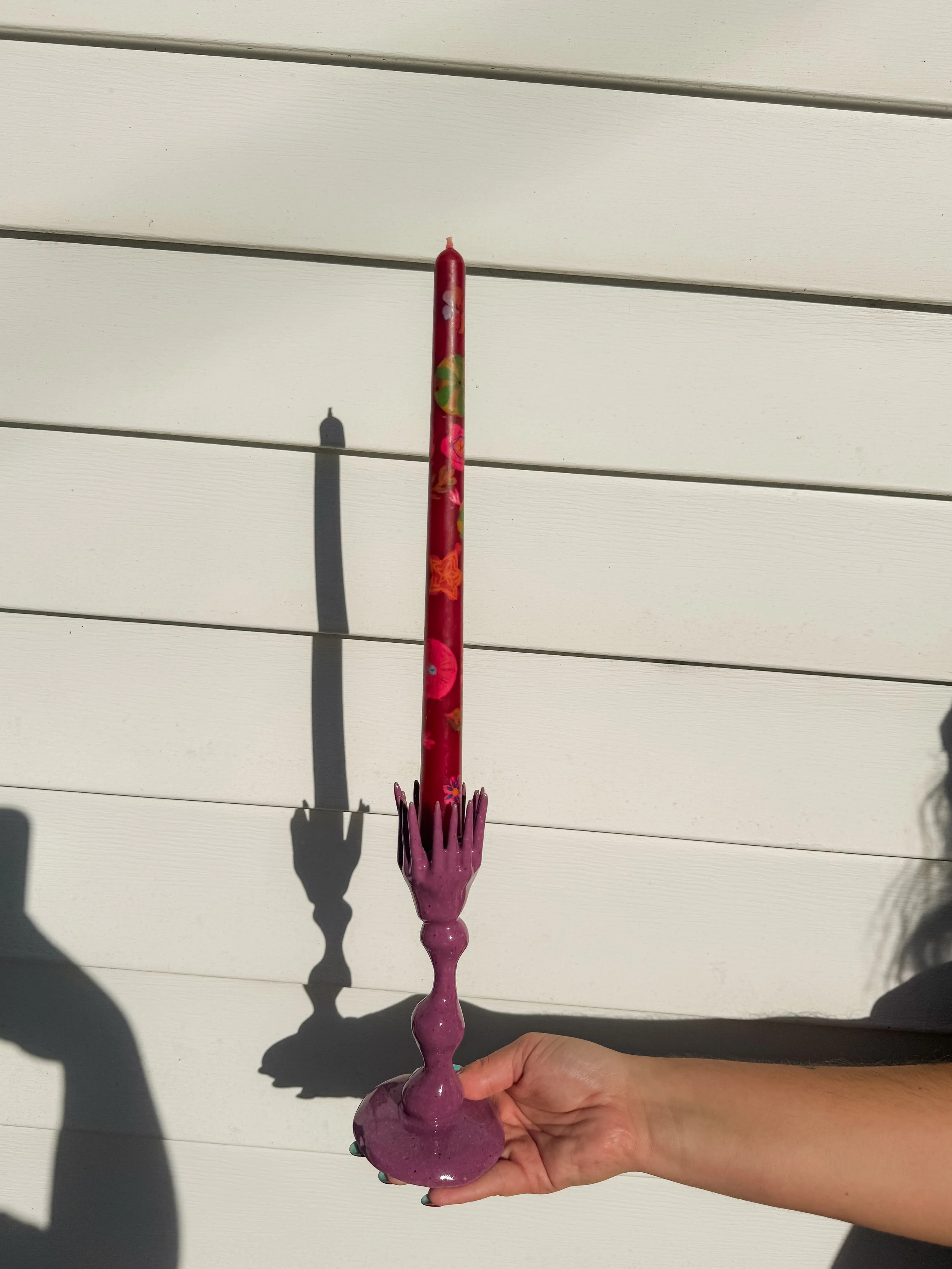 Crown Ceramic Candlestick (Purple)