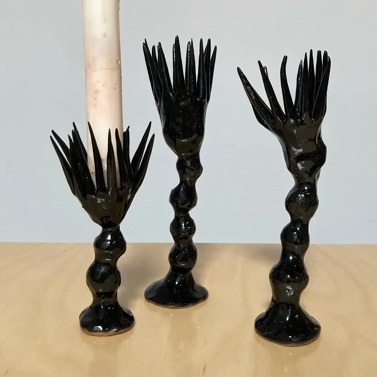 Crown Ceramic Candlestick (Black)