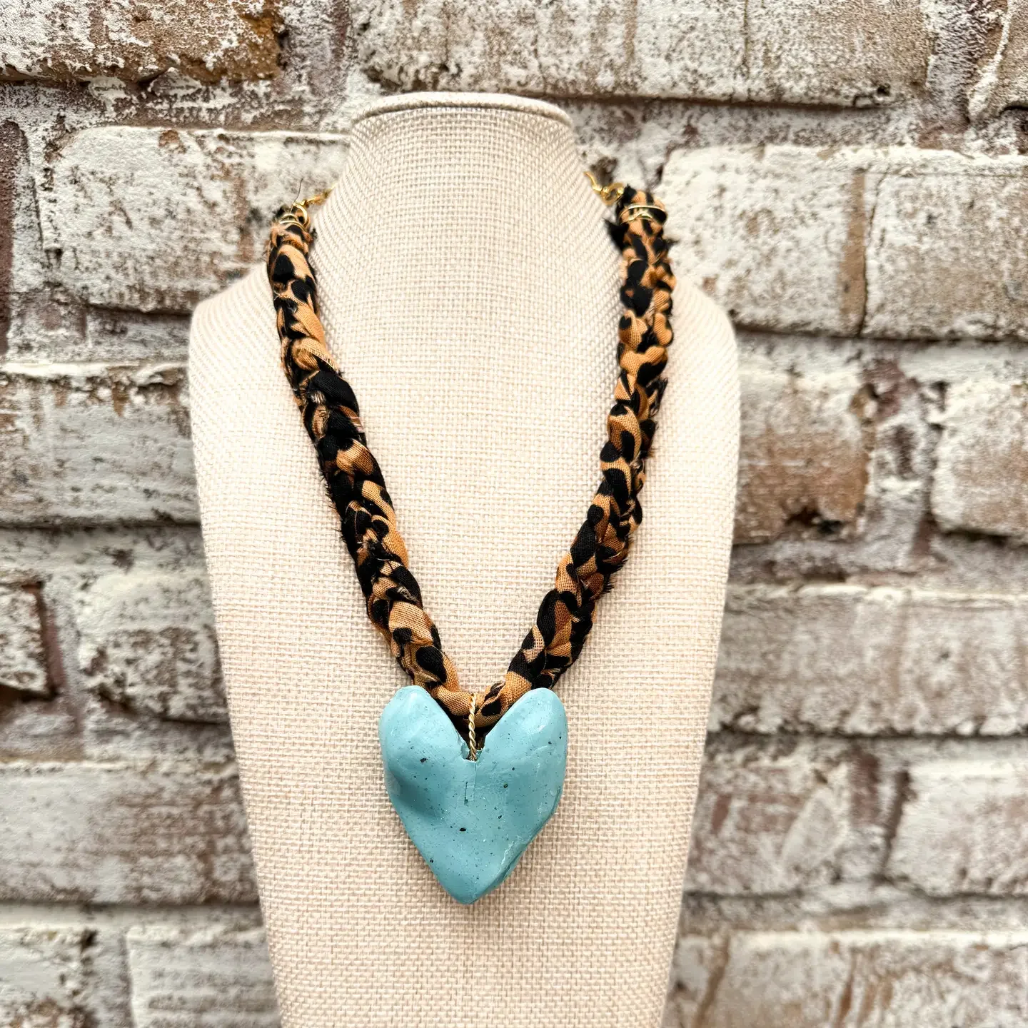Chunky Leopard Bandana with Turquoise Heart Necklace by Chic'd Out