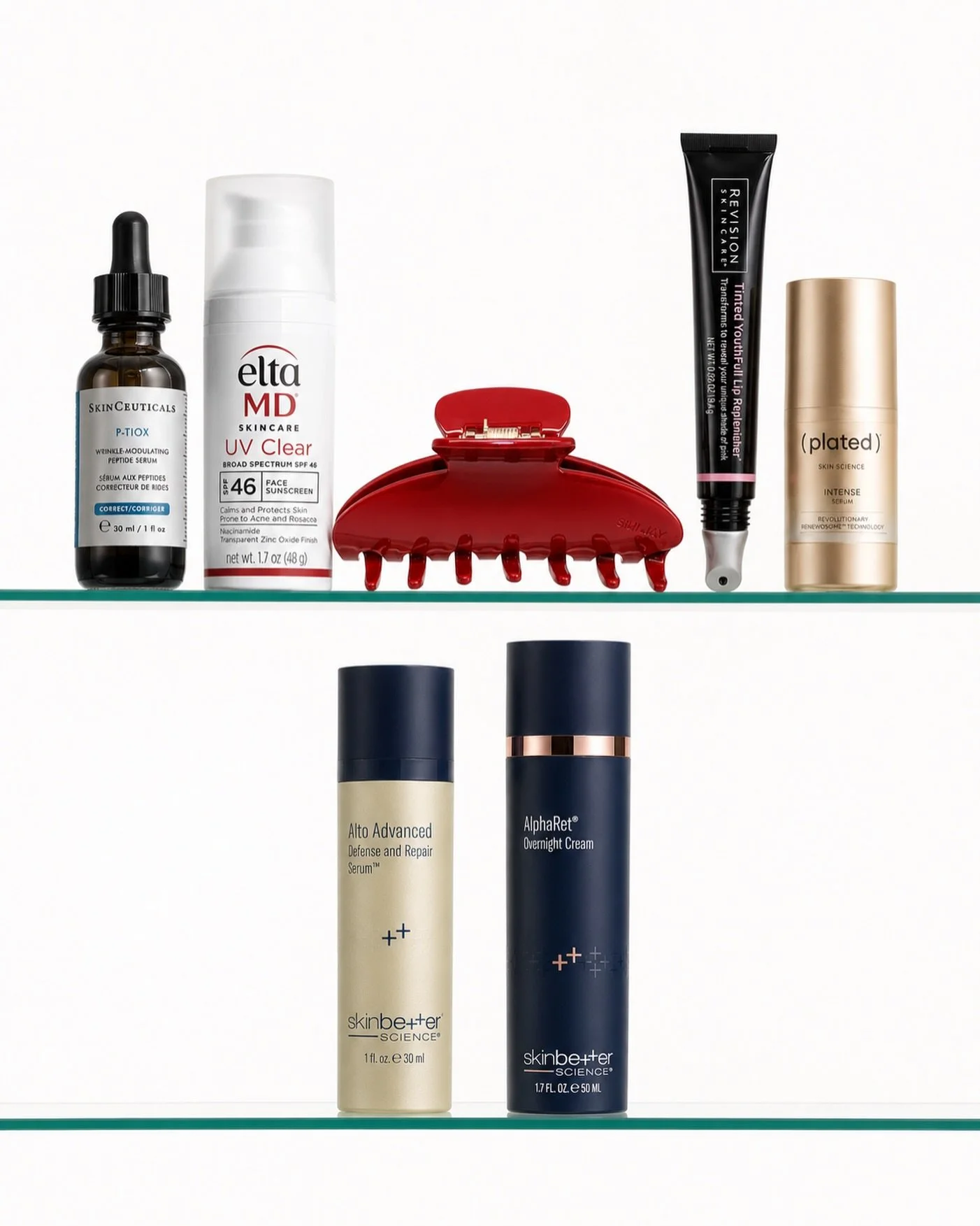 @taracavazosnp skincare &ldquo;Shelfie&rdquo; 💁🏻&zwj;♀️

@skinceuticals P-TIOX
&ldquo;Botox-inspired&rdquo; topical serum designed to target expression lines

@eltamdskincare UV CLEAR SPF
Light-weight sunscreen for acne-prone skin

@revisionskincar