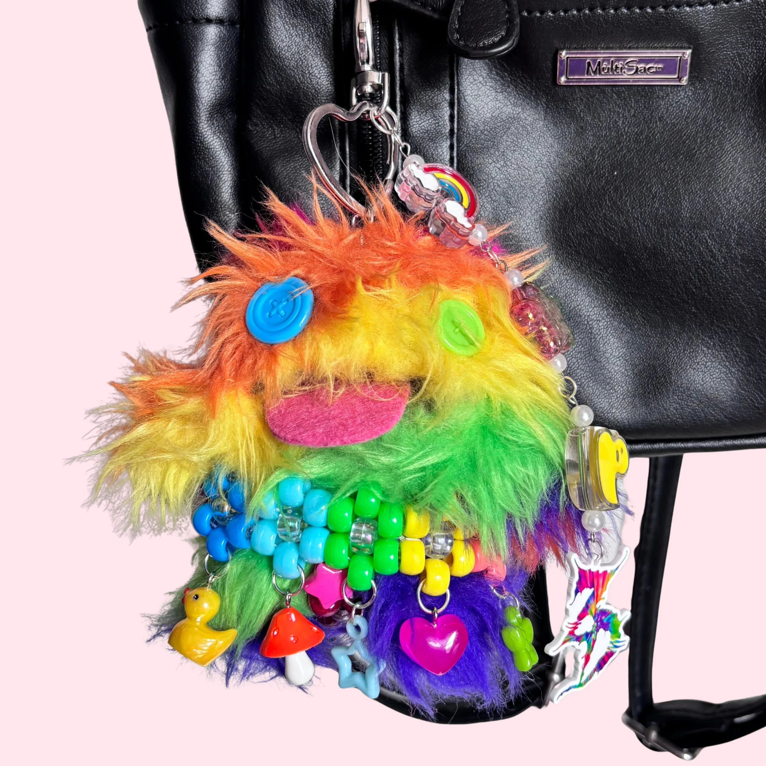 Rainbow Fuggler with Kandi Harness + Zeds Dead Charm Keychain