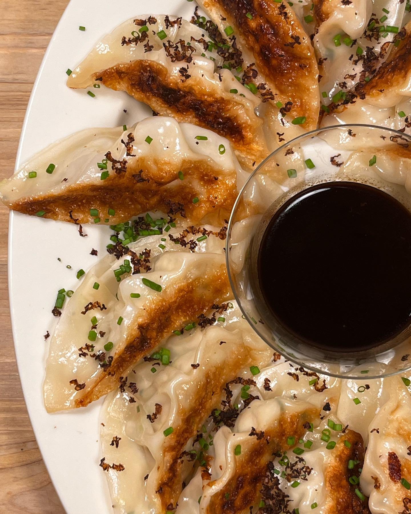 Amino Shiitake Gyoza with Amino Shiitake Sauce.

#tongueorgasm 
#shiitake
#garum
#kitchenalchemy