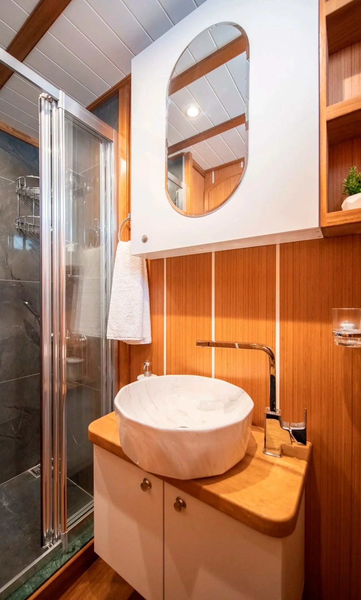 Bathroom inside a traditional private gulet.