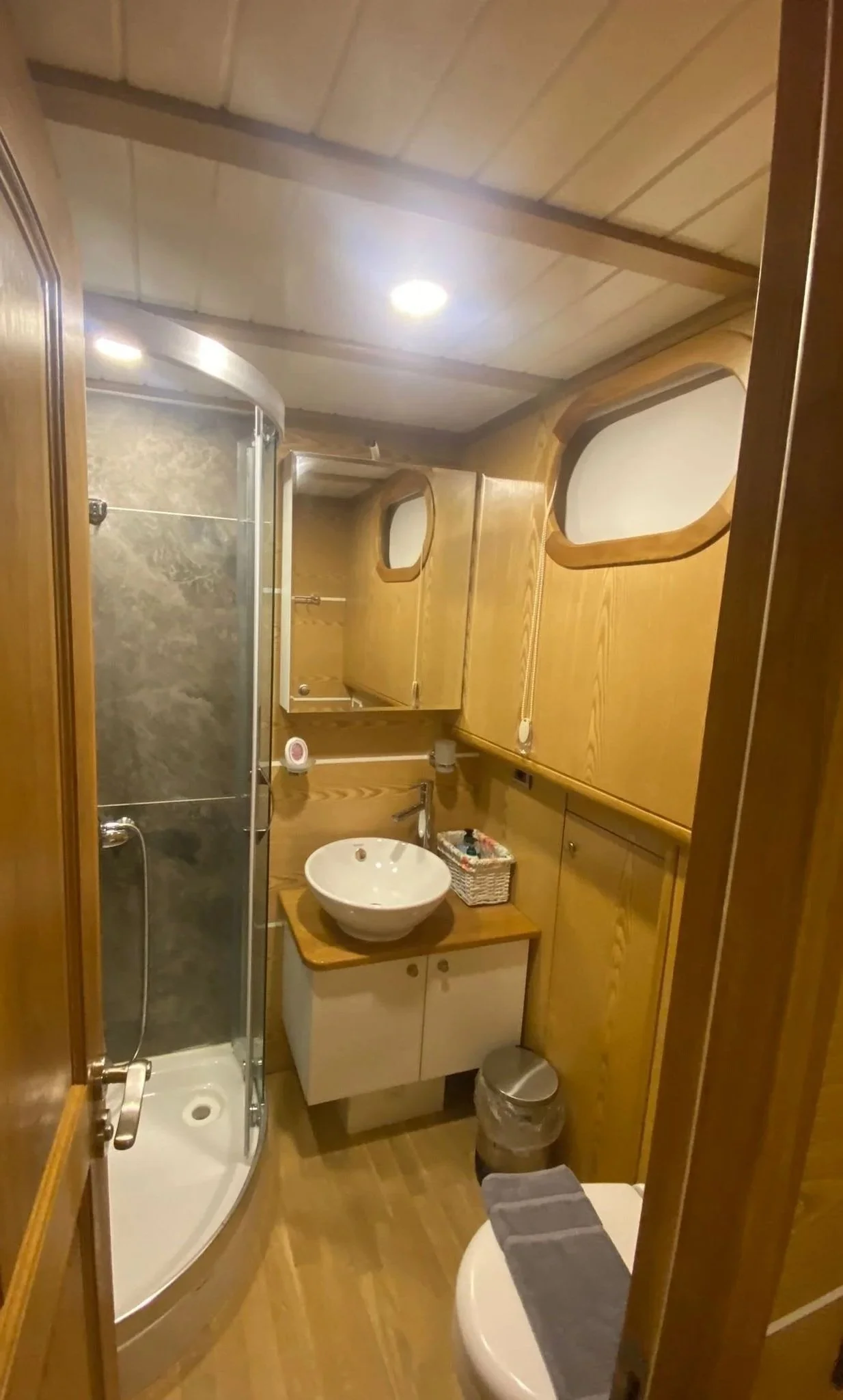 Small bathroom inside a private gulet cabin