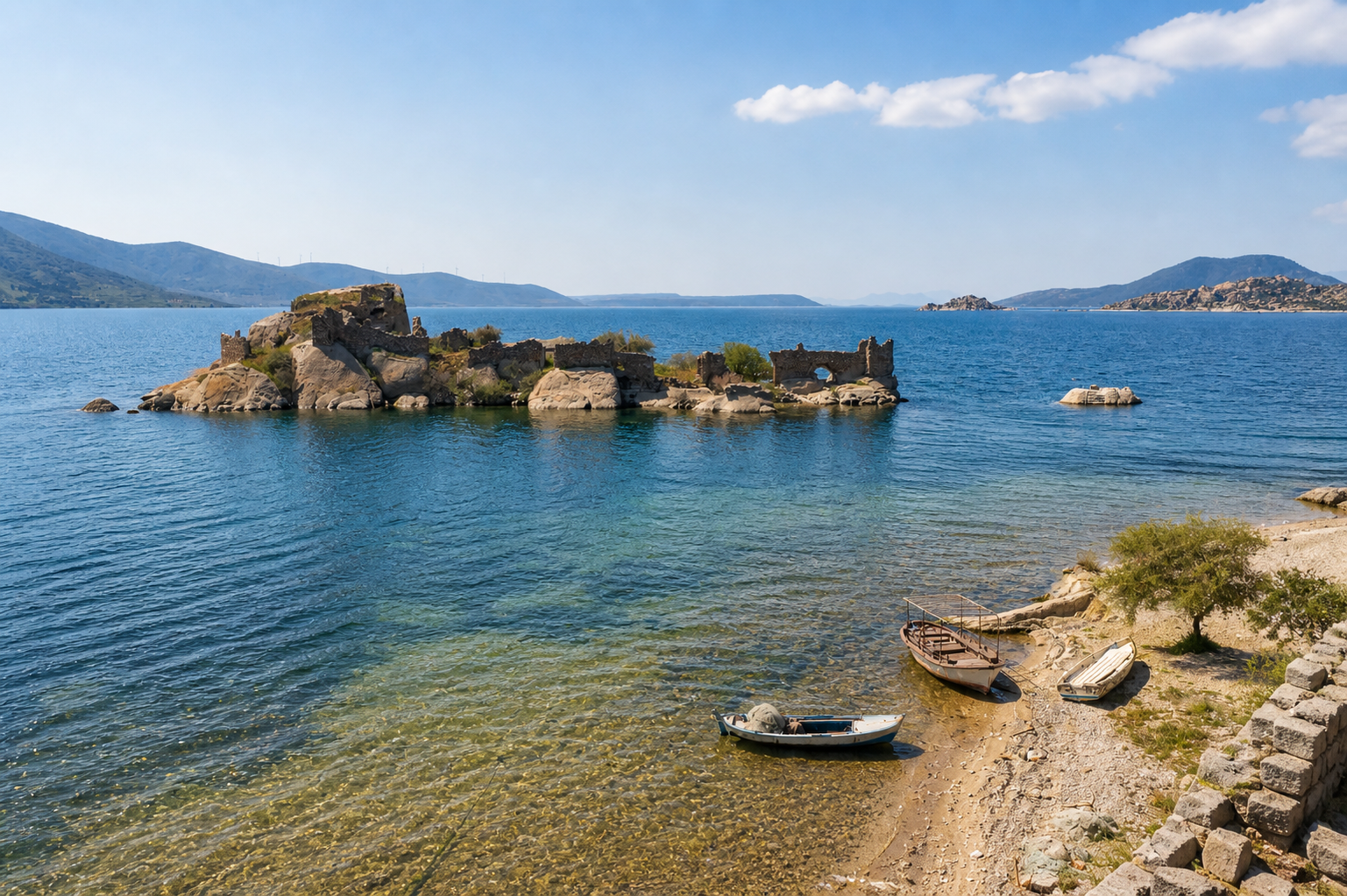 Lake Bafa scenic landscape on a historical route near Bodrum