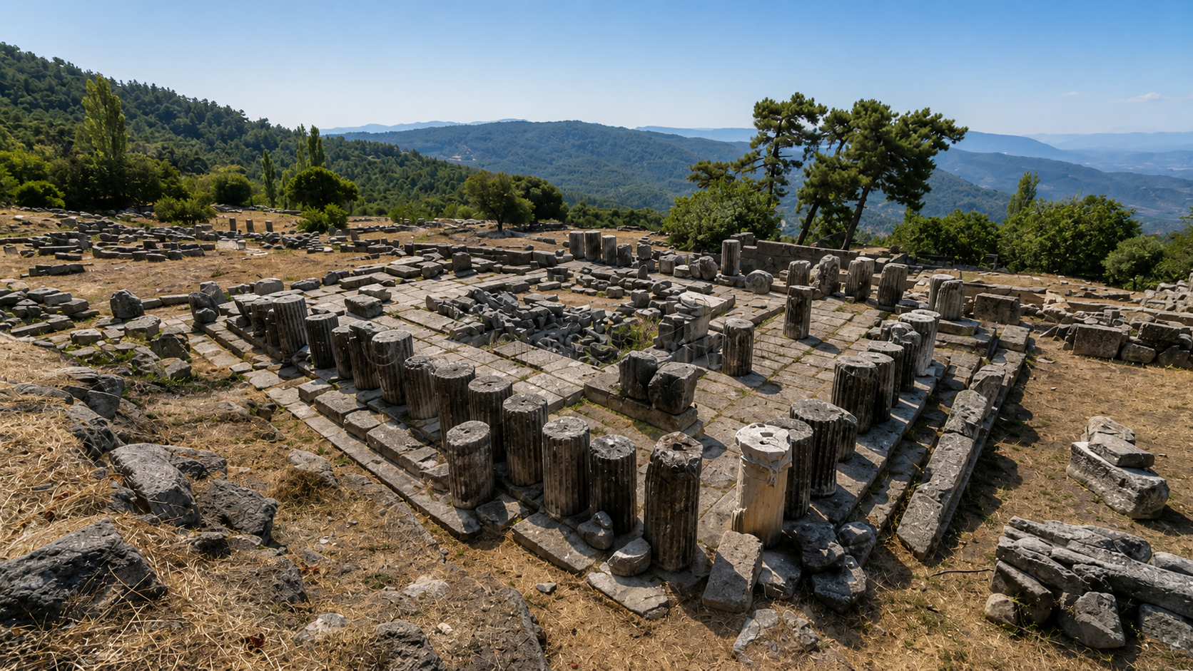 Labranda ancient city ruins in the mountains near Milas
