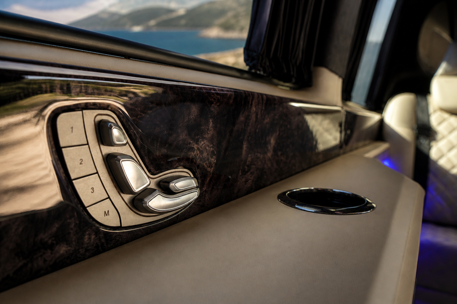 Luxury vehicle interior controls for private transfers in Bodrum