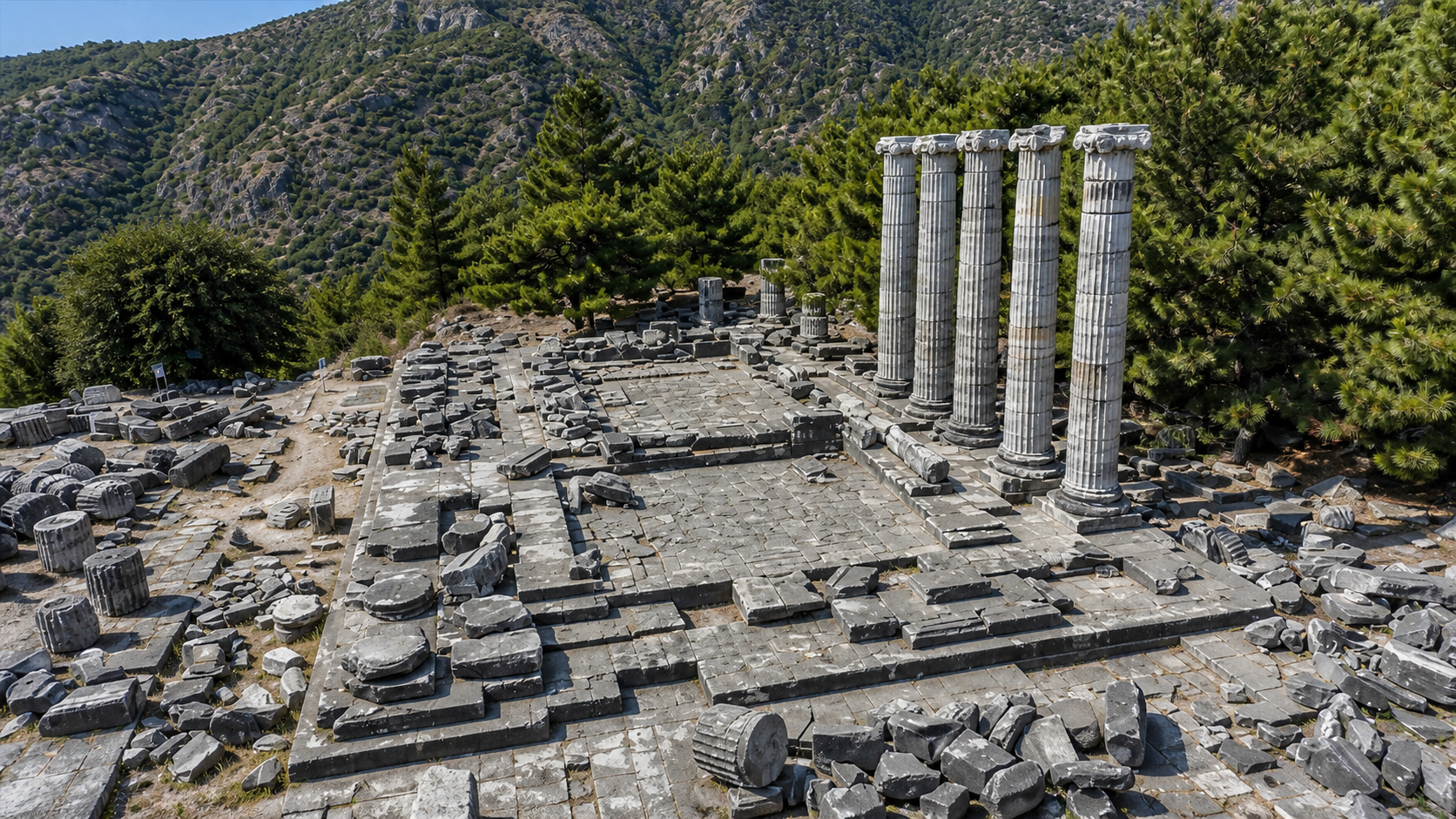 Priene ancient city ruins on a cultural route near Bodrum