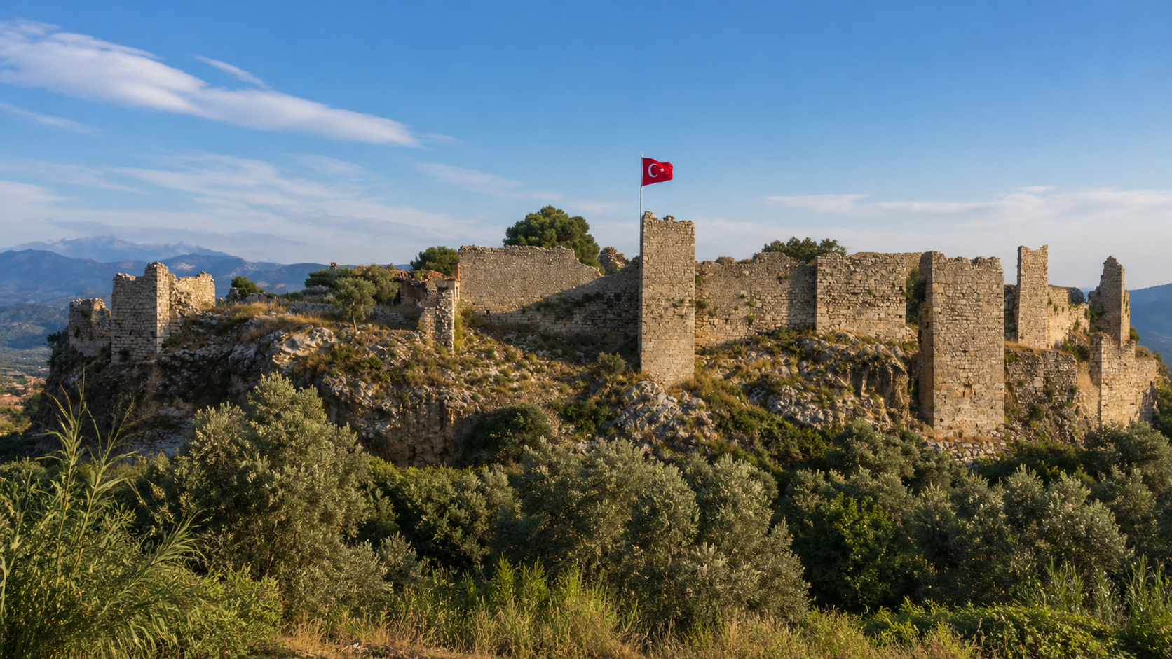 Becin Castle medieval ruins overlooking Milas
