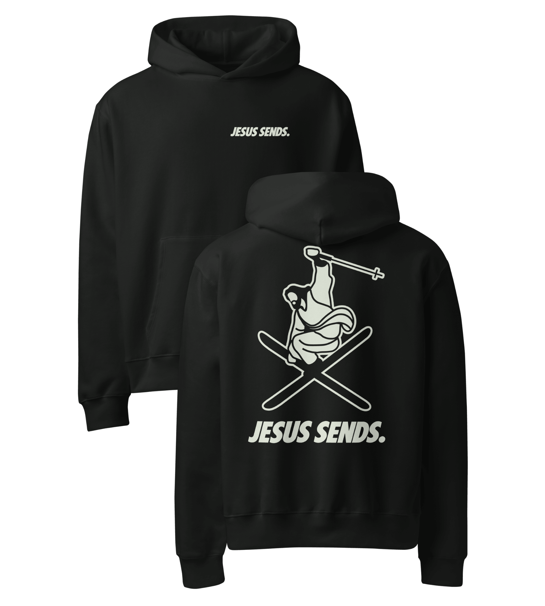 WALKING ON POWDER HOODIE (ADULT) - BLACK