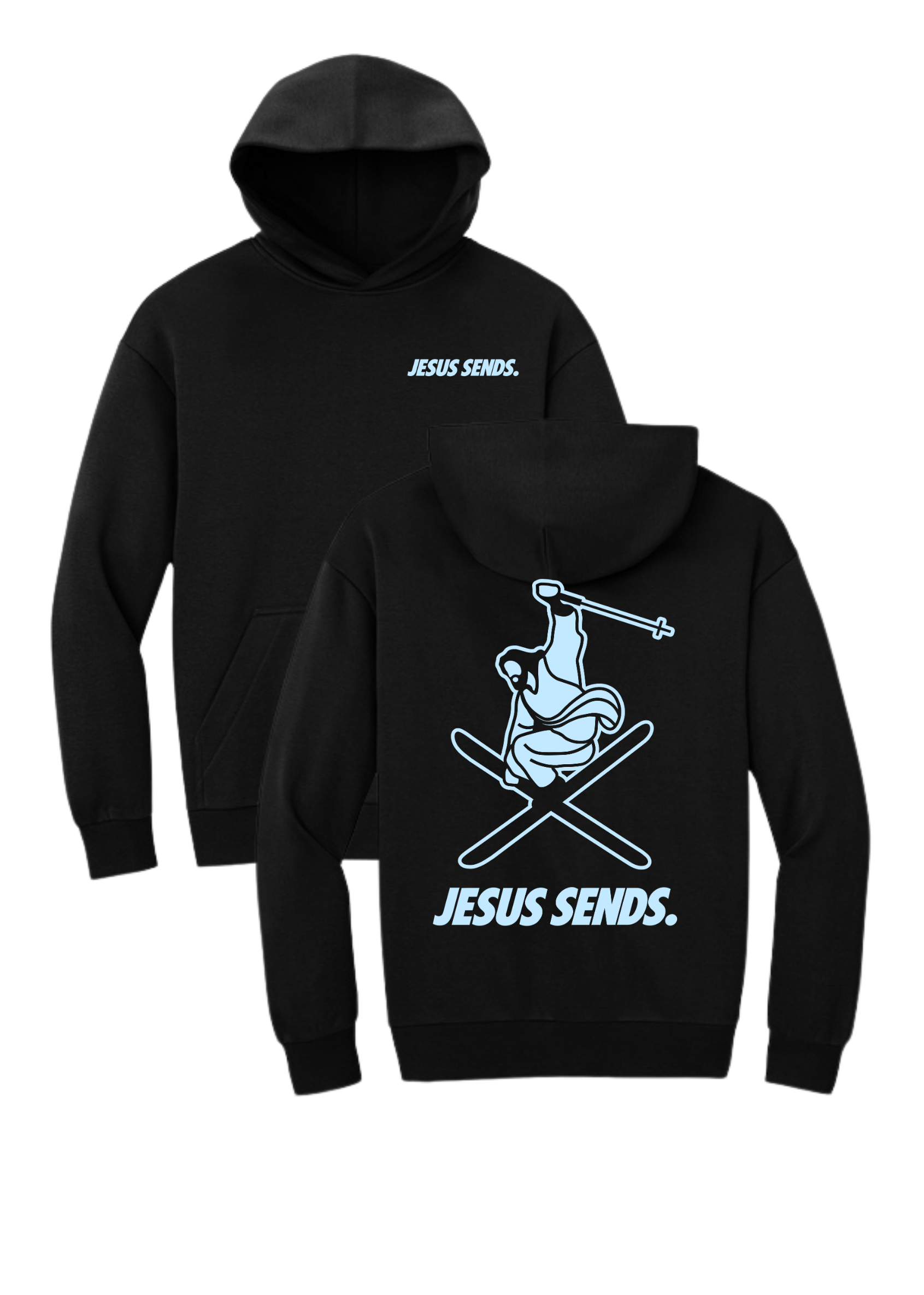 WALKING ON POWDER HOODIE (YOUTH) - BLACK