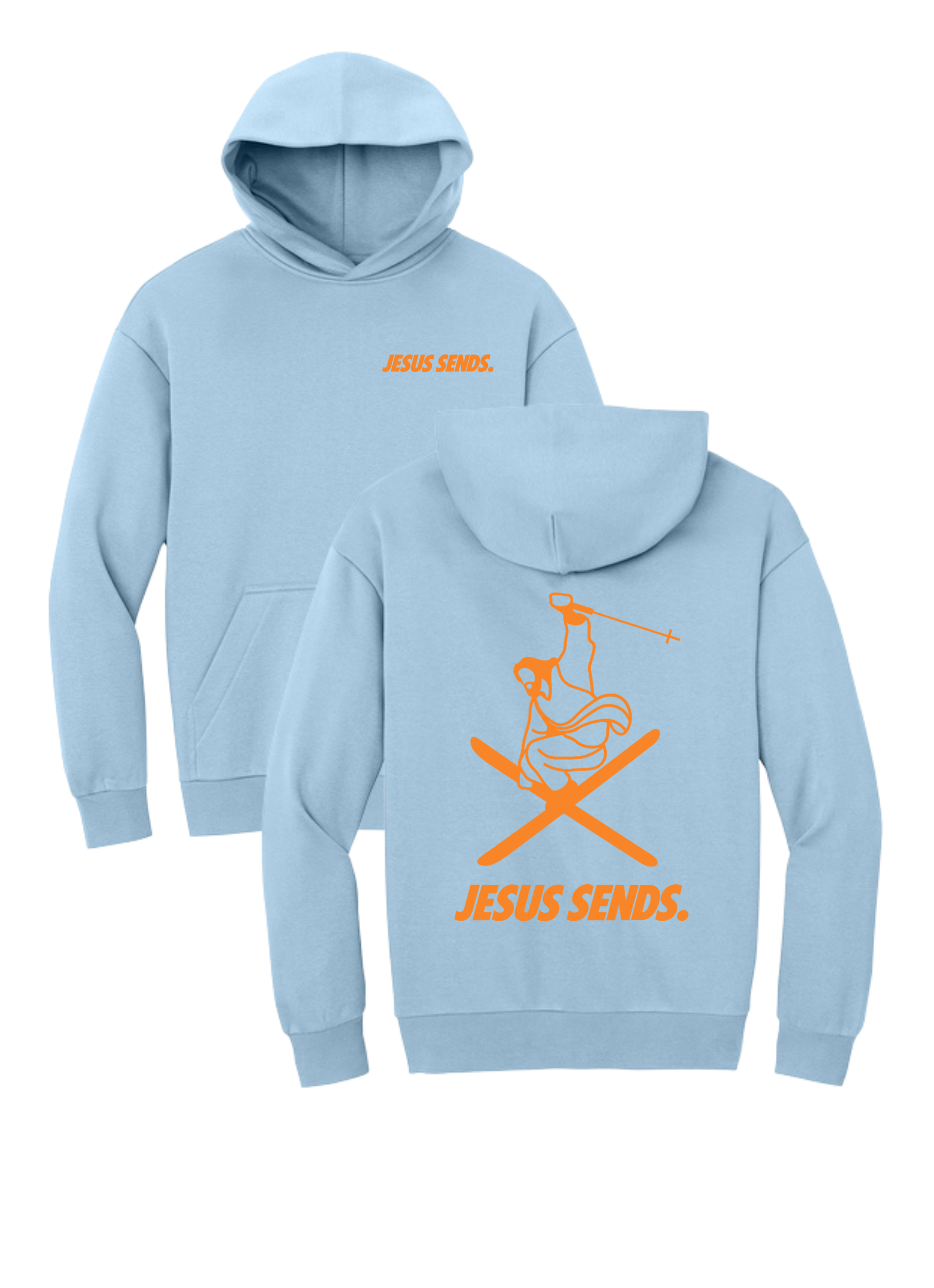 WALKING ON POWDER HOODIE (ADULT) - ICE BLUE
