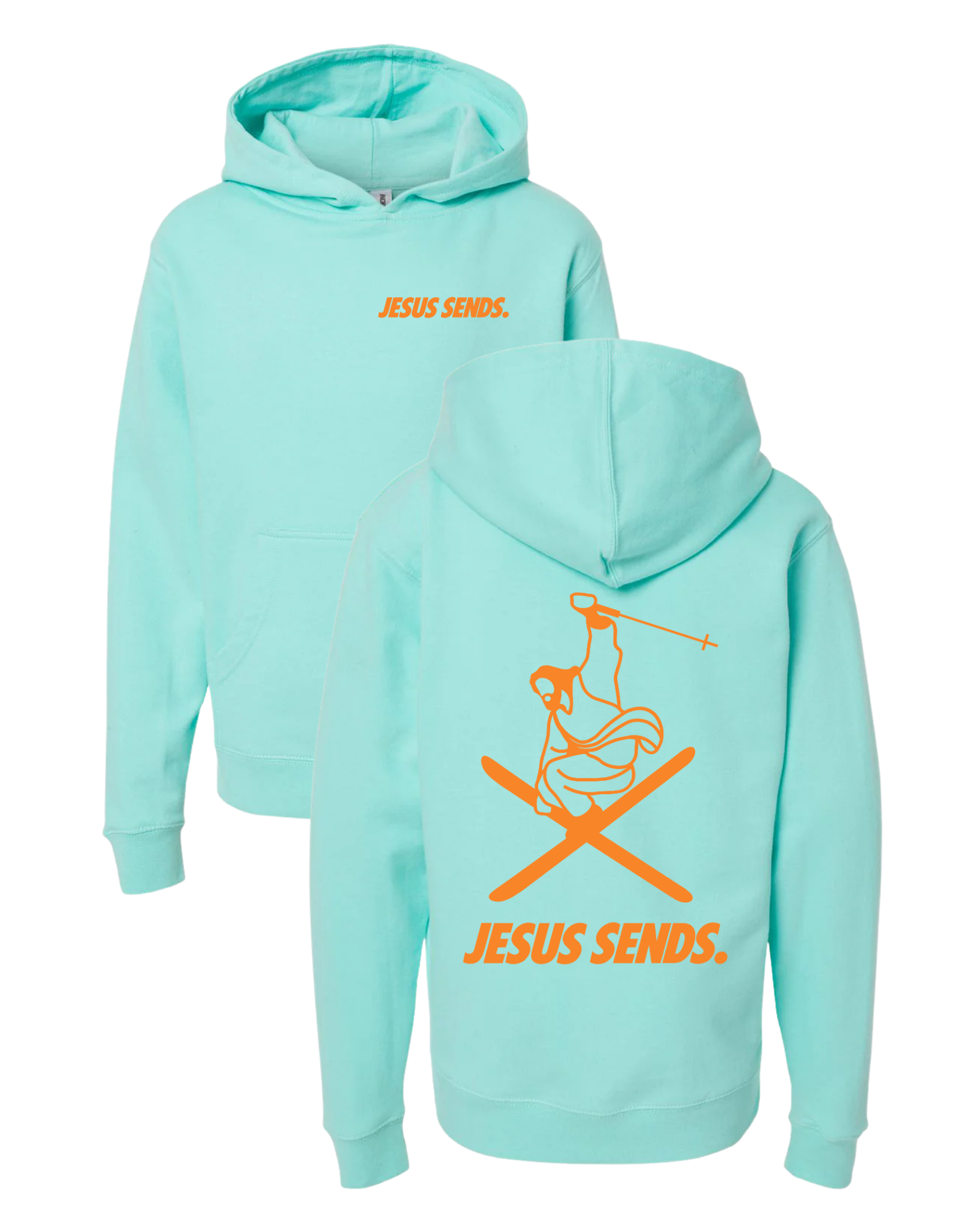 WALKING ON POWDER HOODIE (YOUTH) - MINT