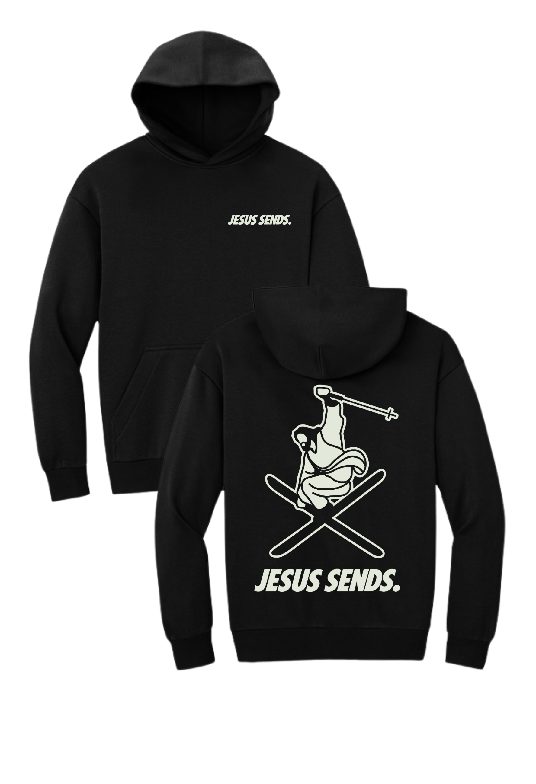 WALKING ON POWDER HOODIE (ADULT) - BLACK