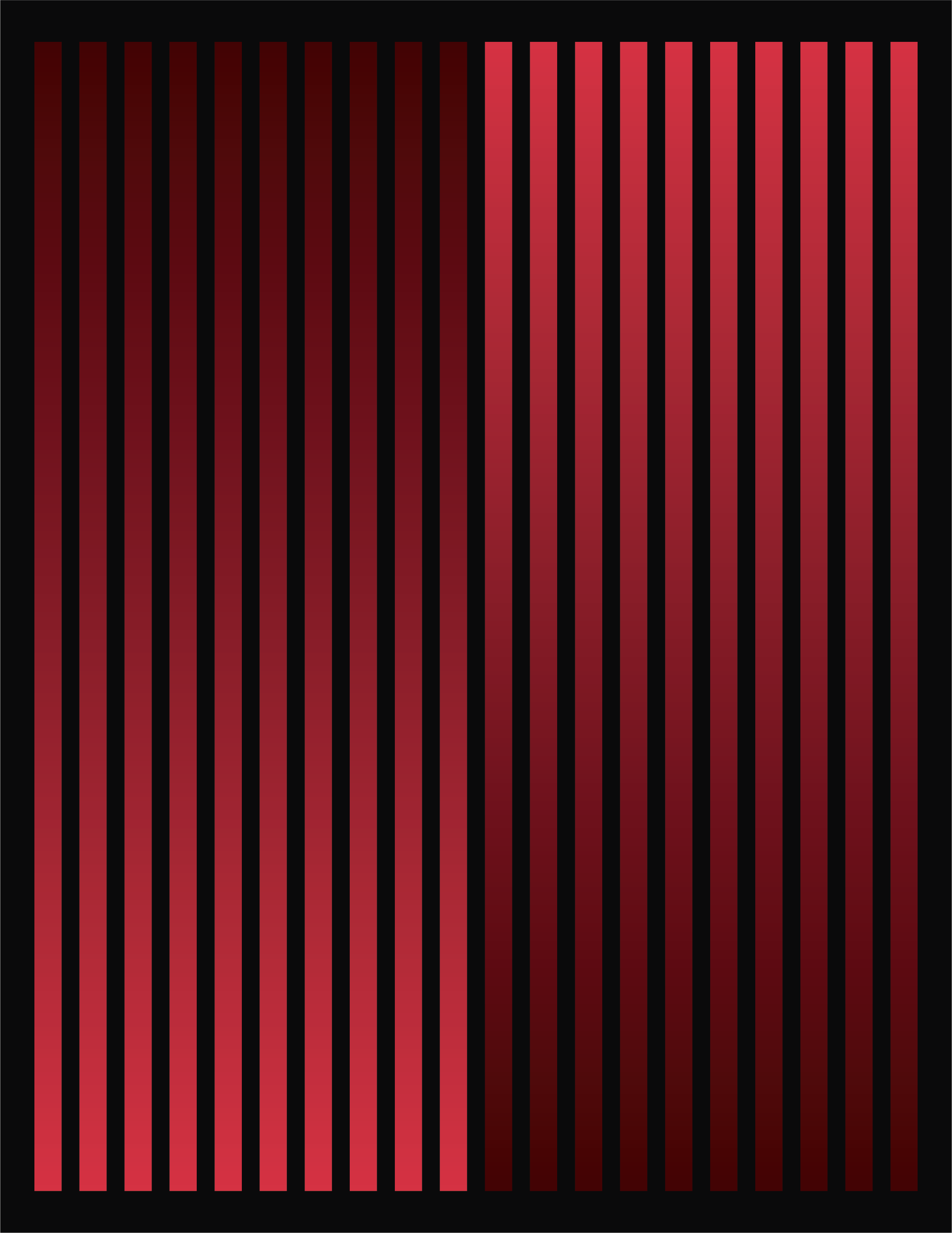 A pattern of vertical black and red stripes with a blurred red face in the background.