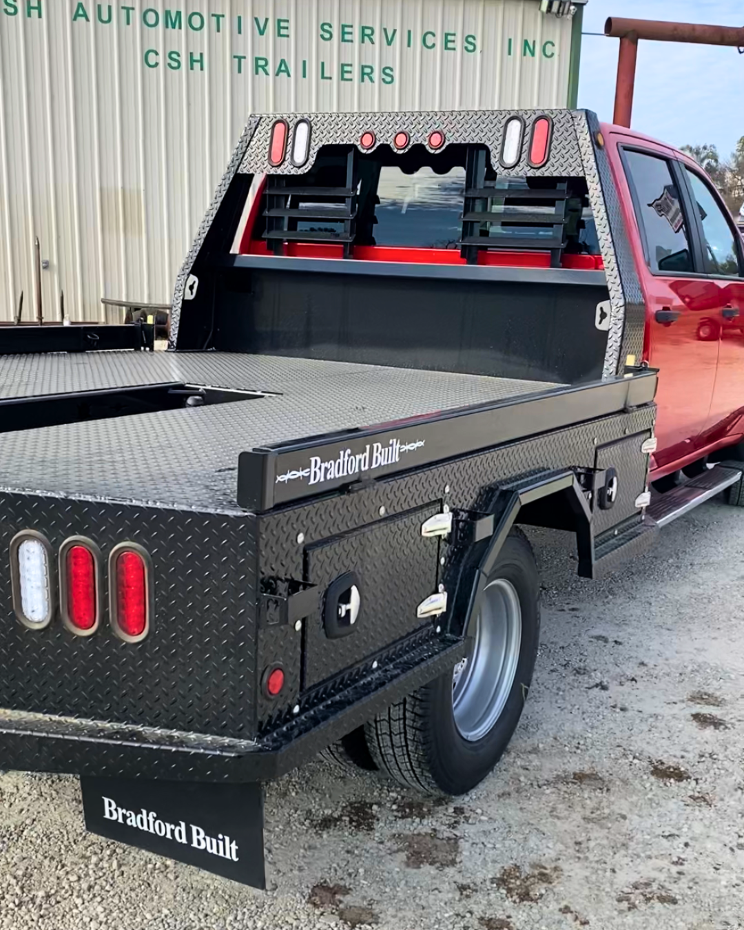 A Bradford Built truck bed professionally installed at CSH Trailers & Automotive Services in Westphalia, Missouri