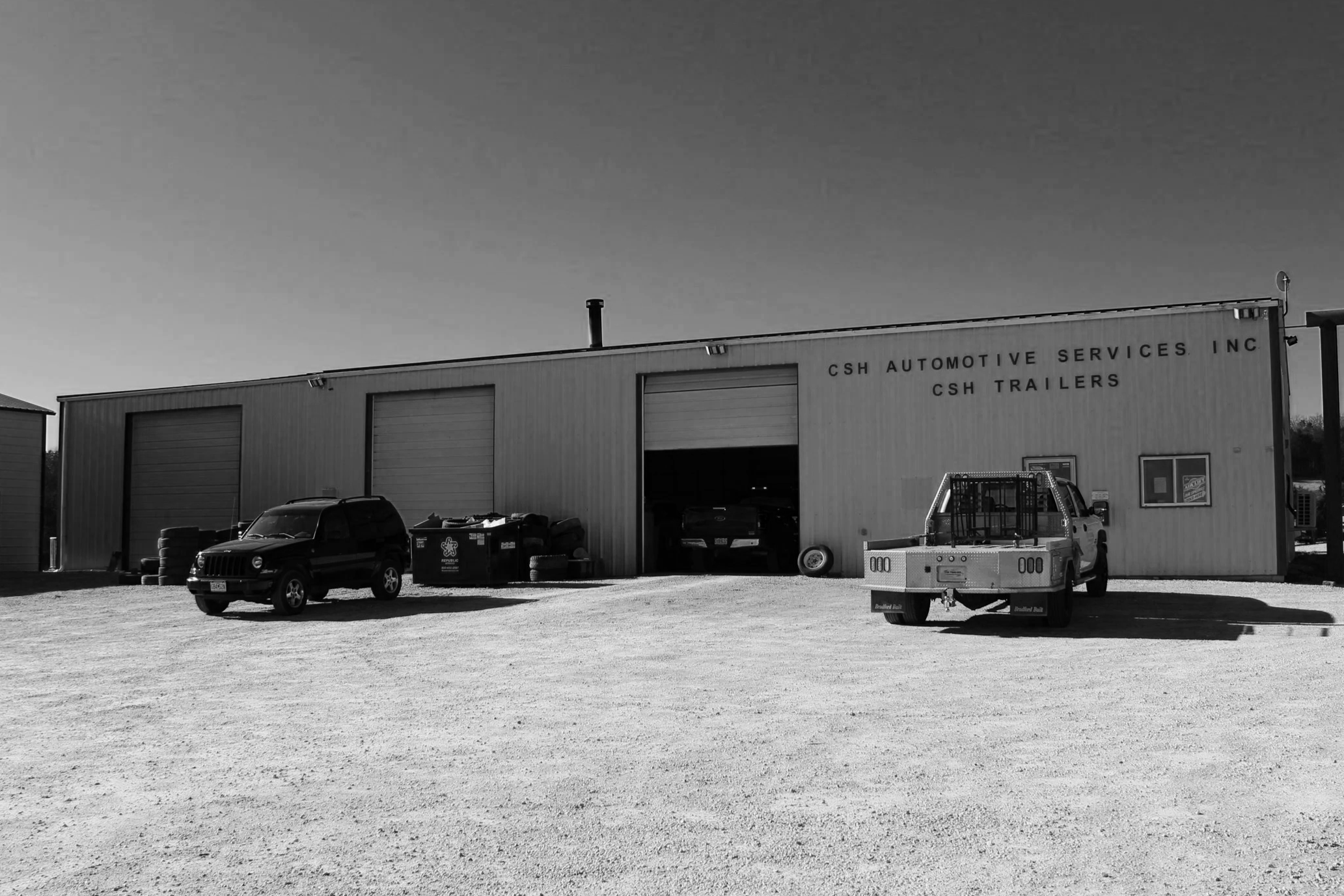 The exterior of the CSH Trailers & Automotive Services building, located in Westphalia, Missouri