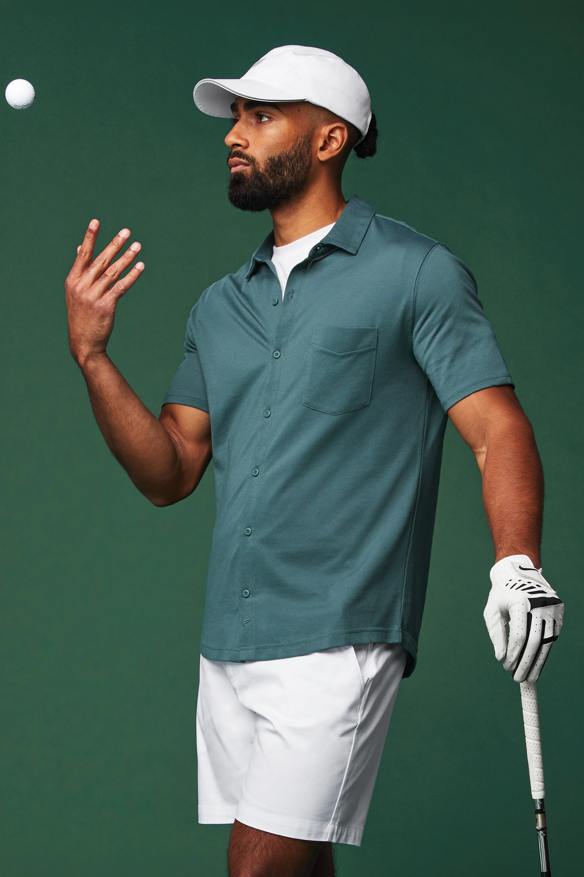 Studio golf apparel campaign featuring performance sportswear.