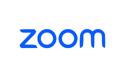 Zoom logo with blue text on a black background.