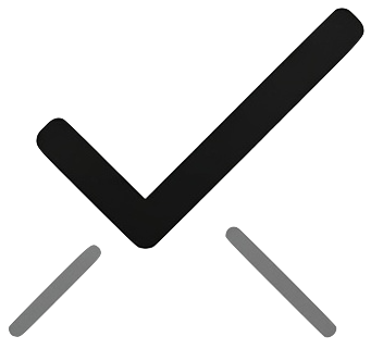 A checkmark icon with a black and gray color scheme.