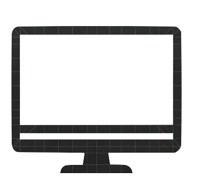 Computer monitor with a black border and a gray screen.