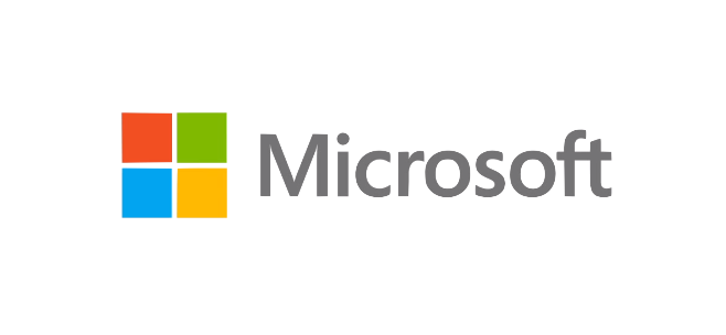 Microsoft logo with four colored squares and the word 'Microsoft' in gray text.