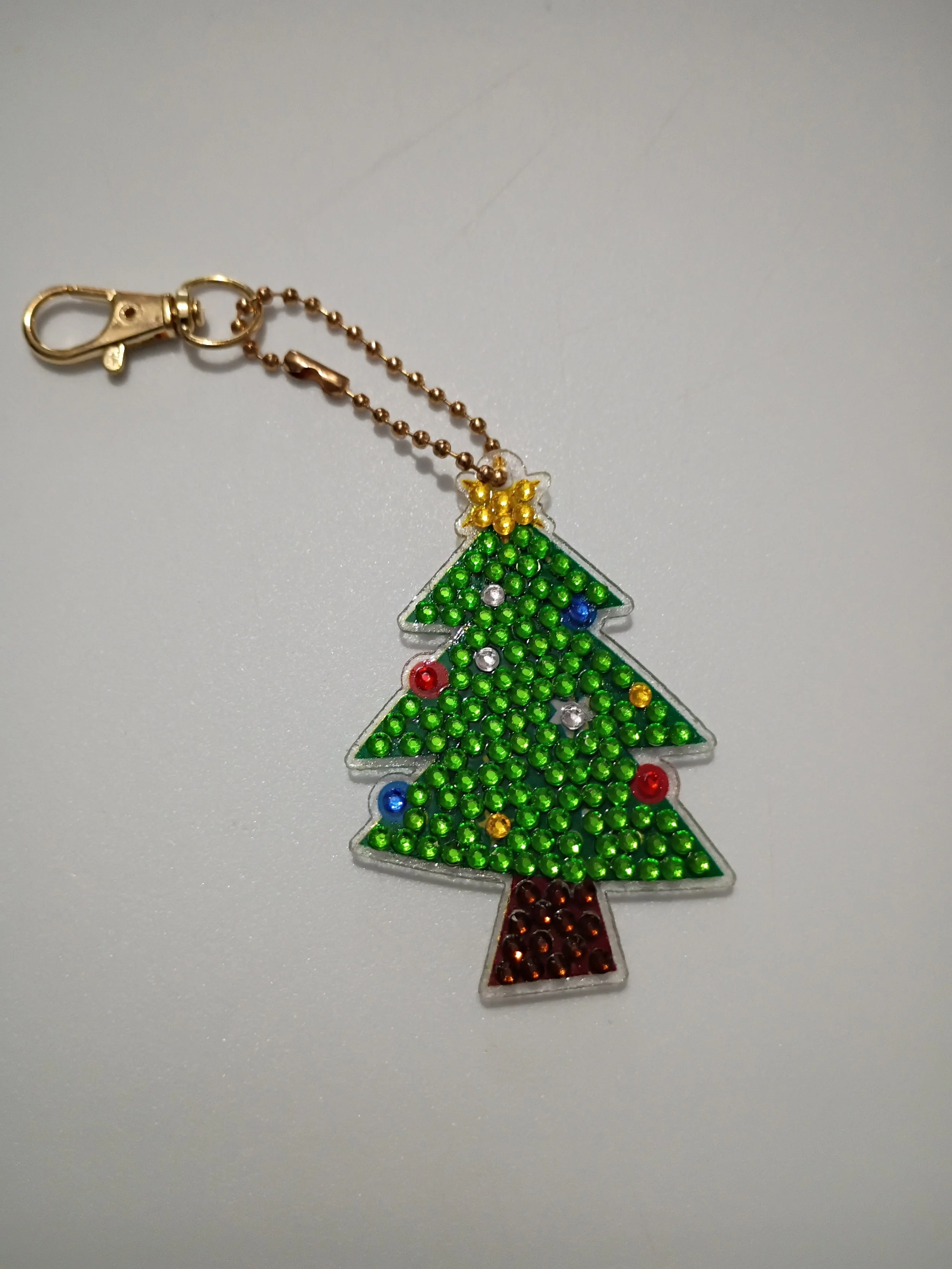 blue Christmas tree key chain