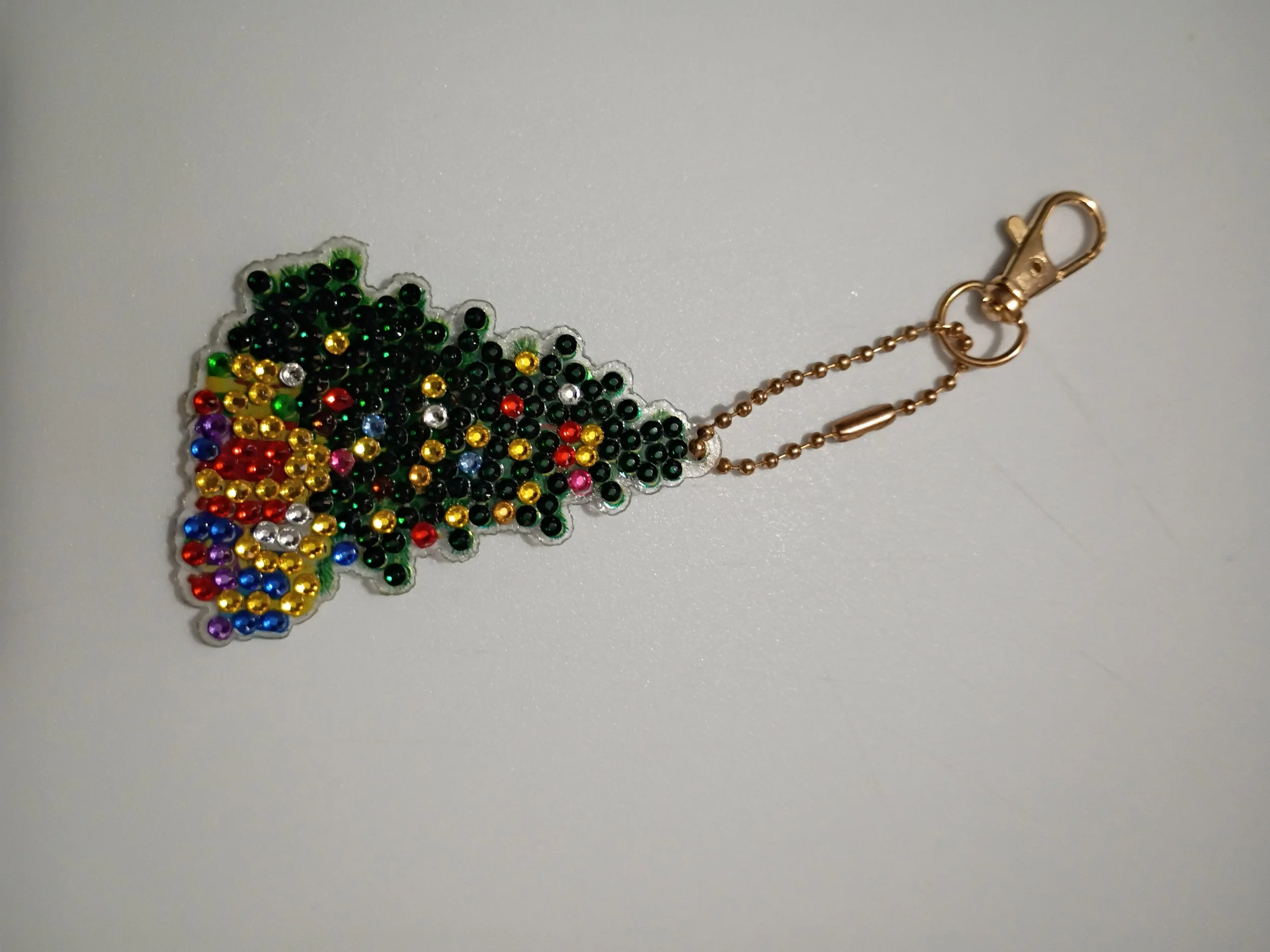 black present Christmas tree key chain