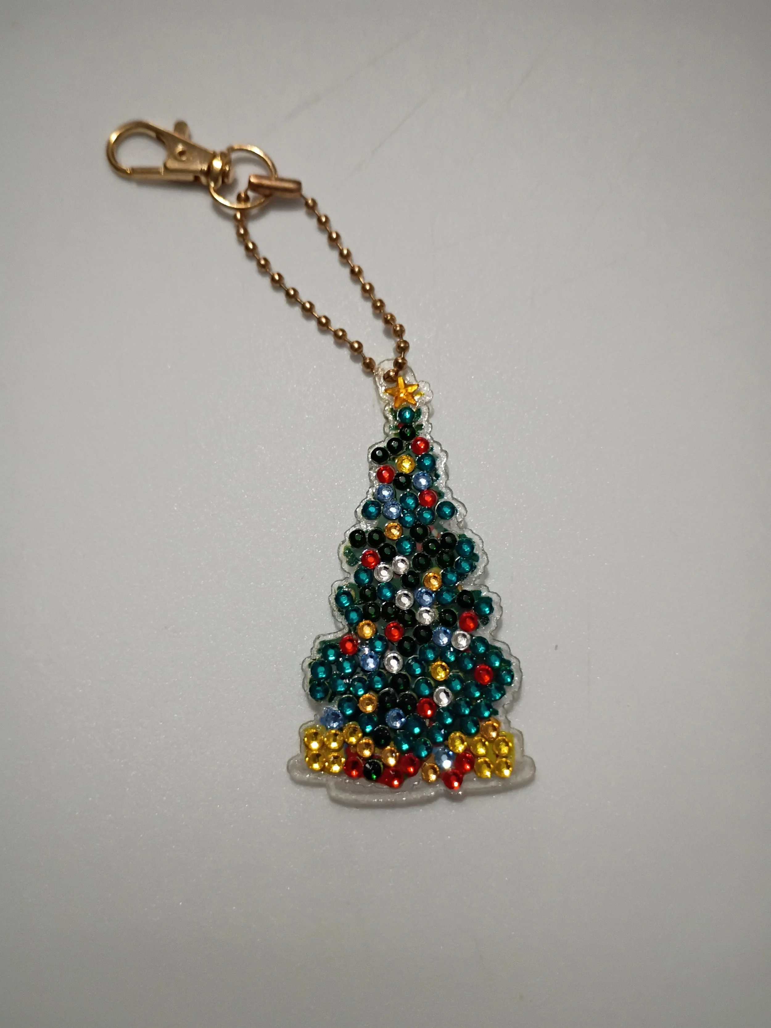skinny blue Christmas tree key chain